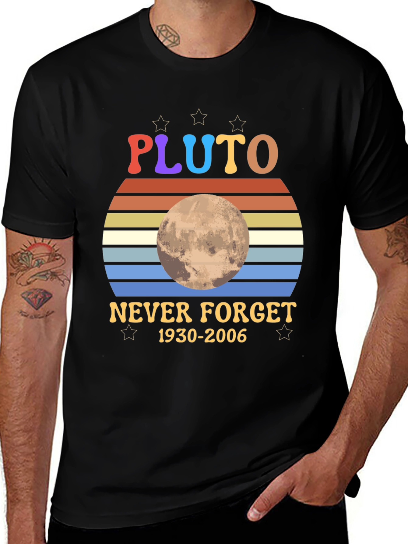 Retro Pluto Never Forget Graphic T-Shirt