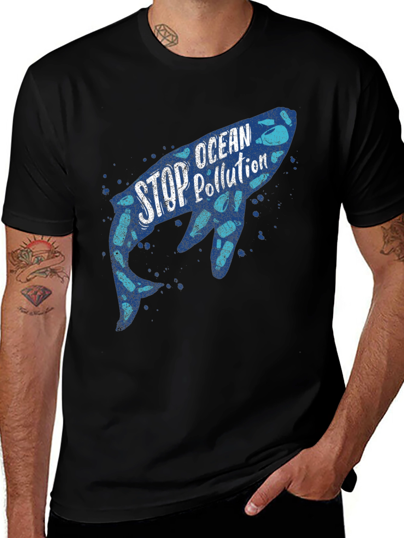 Stop Ocean Pollution Whale Graphic T-Shirt