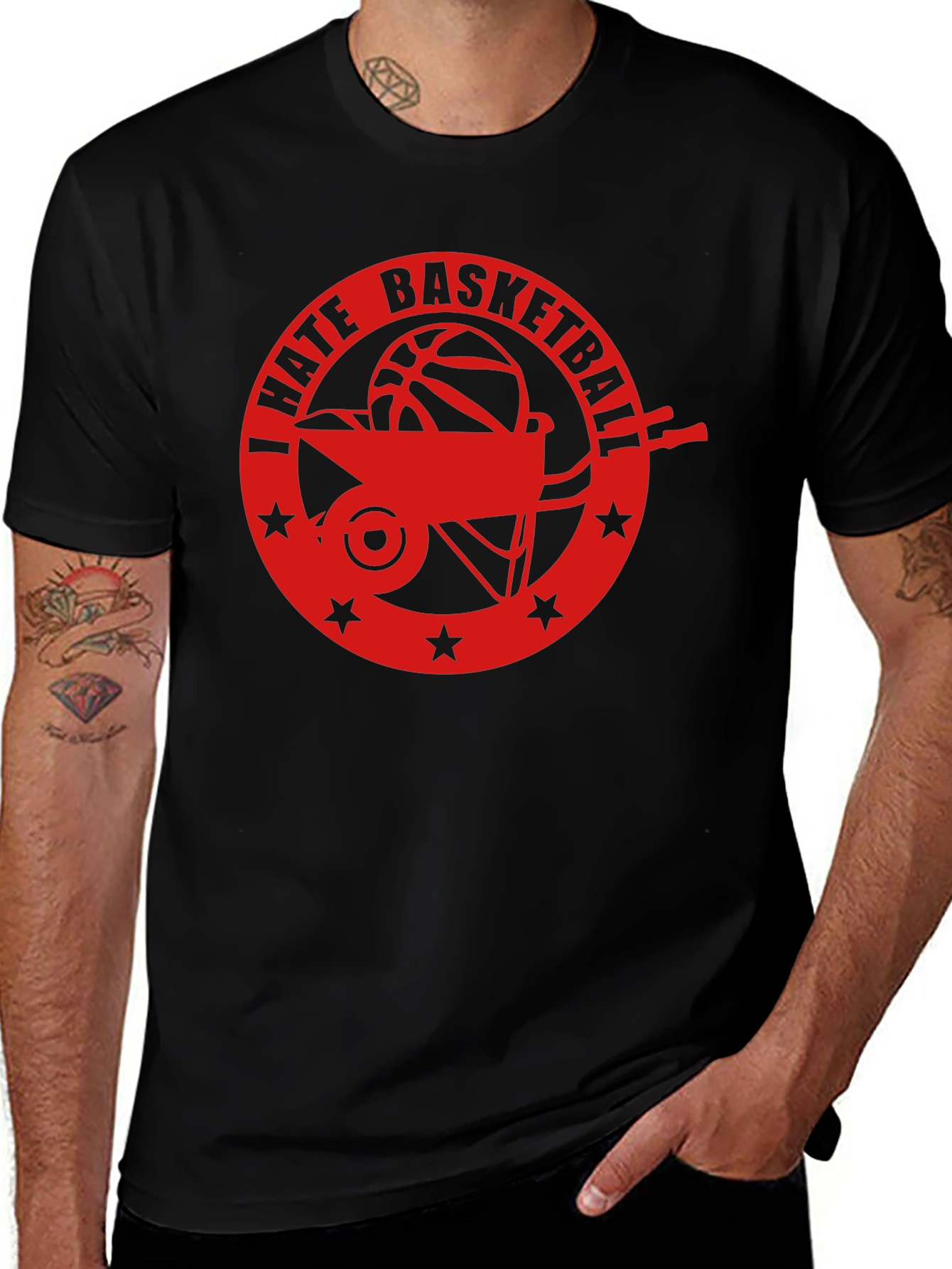 Variant 23 of I Hate Basketball Graphic Tee - Black Casual Shirt