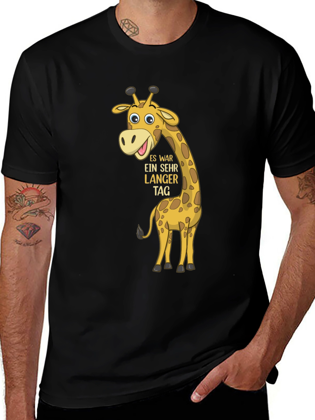 Variant 25 of Giraffe Cartoon Black T-Shirt