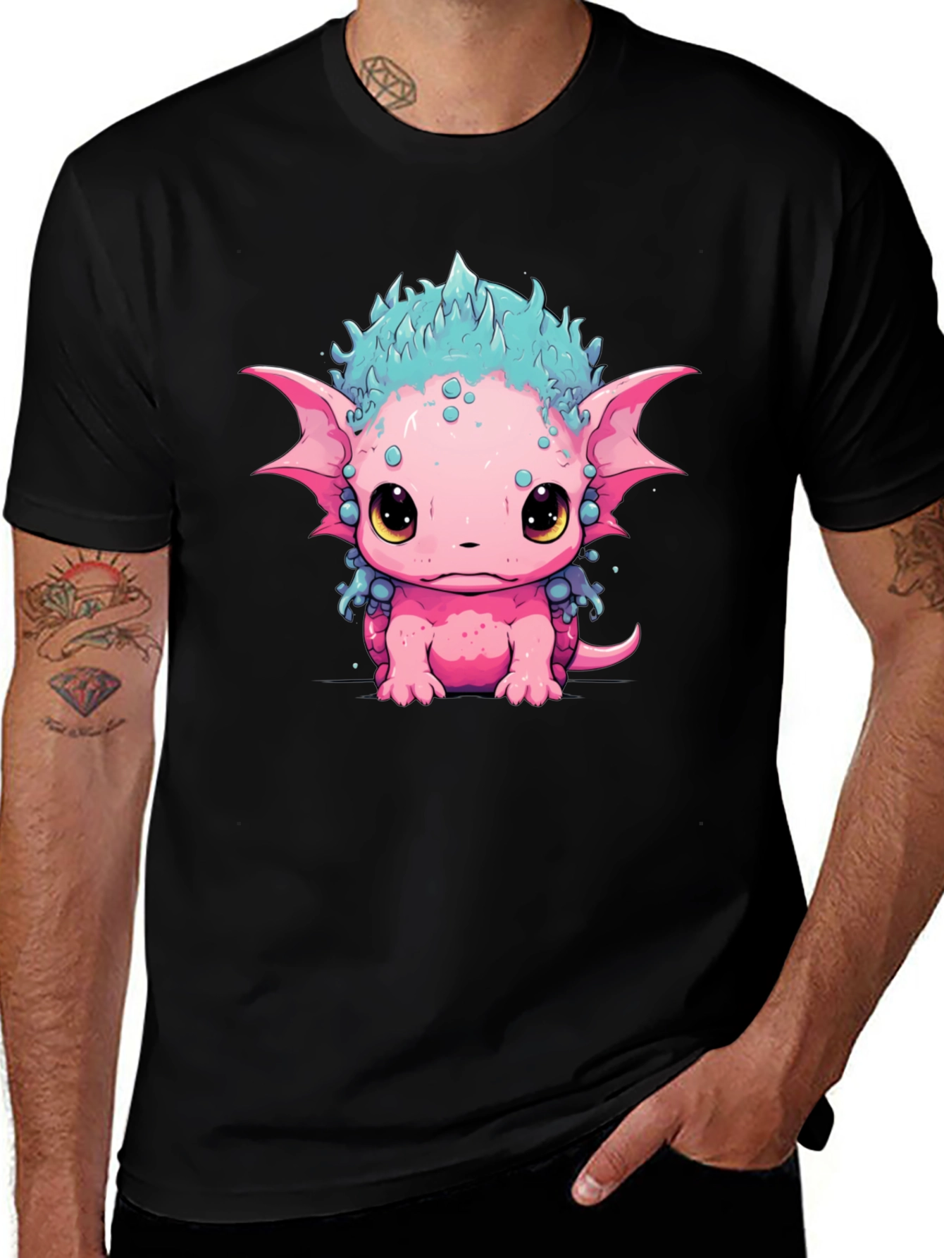 Variant 18 of Cute Monster Graphic Tee - Black
