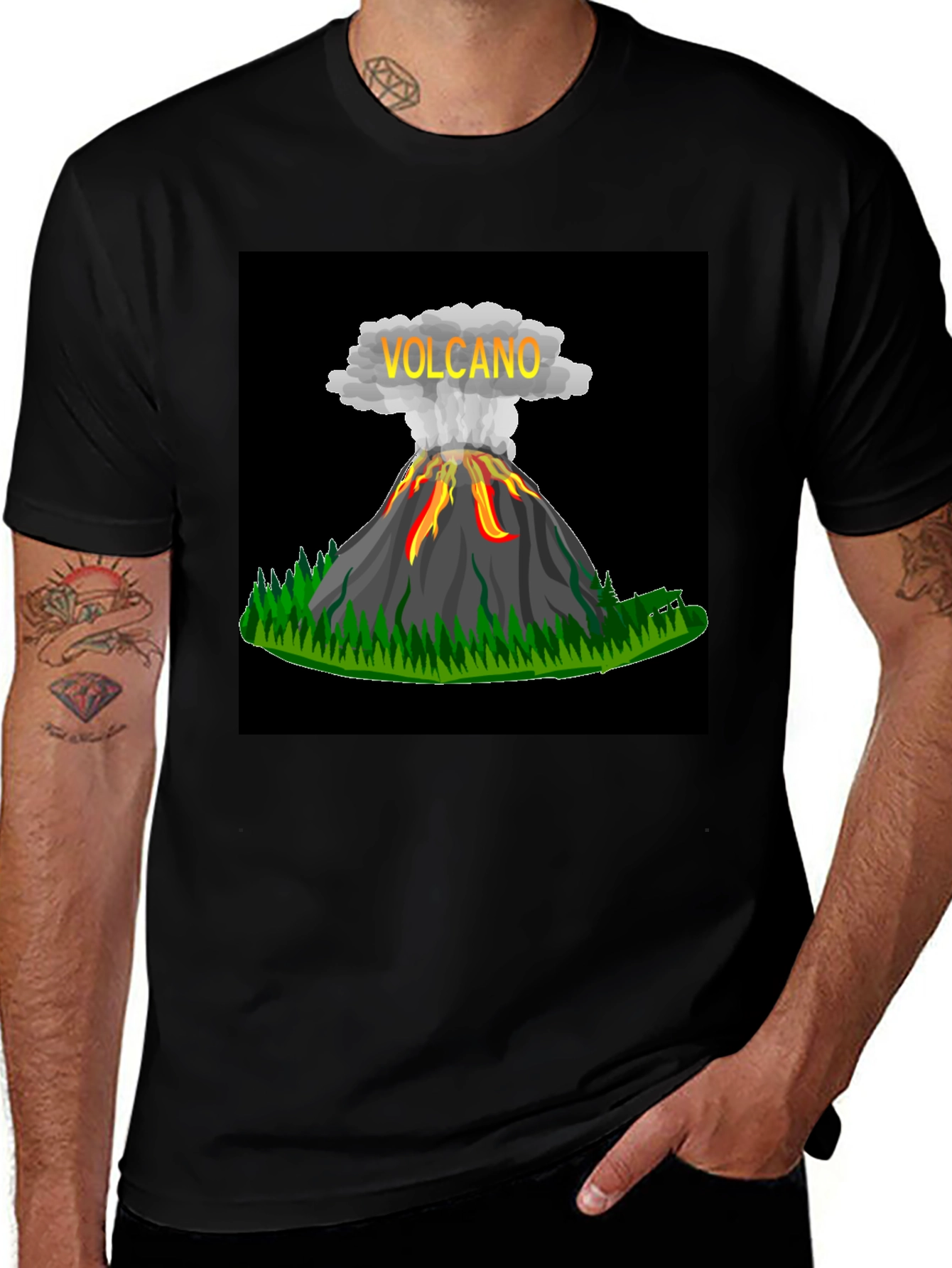 Variant 2 of Volcano Graphic Black T-Shirt - Bold & Unique Design