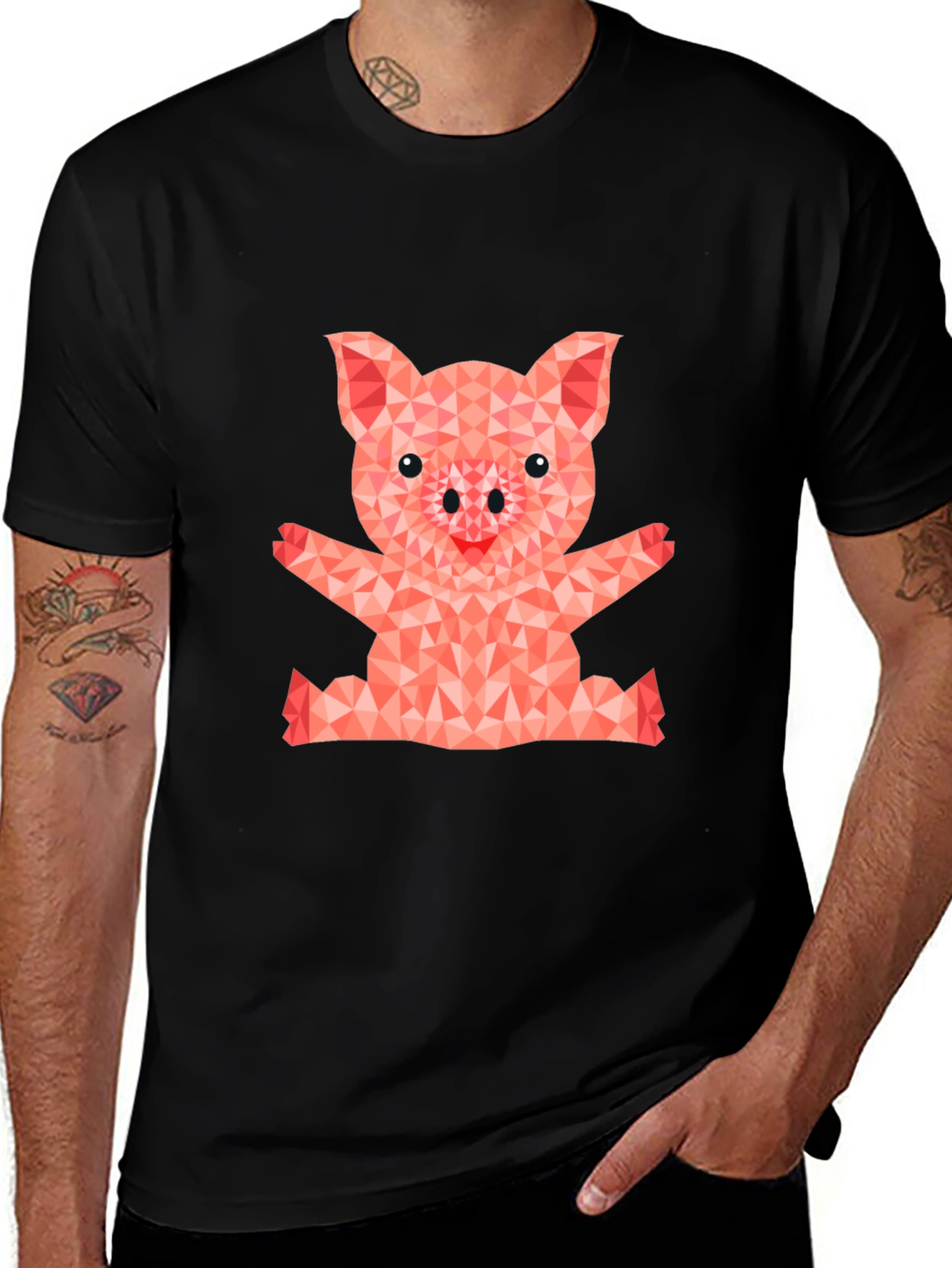Variant 5 of Geometric Pig Graphic T-Shirt - Cute & Stylish