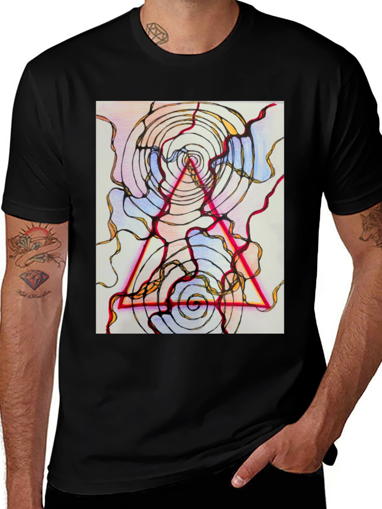 Variant 15 of Abstract Geometric Graphic Tee - Black
