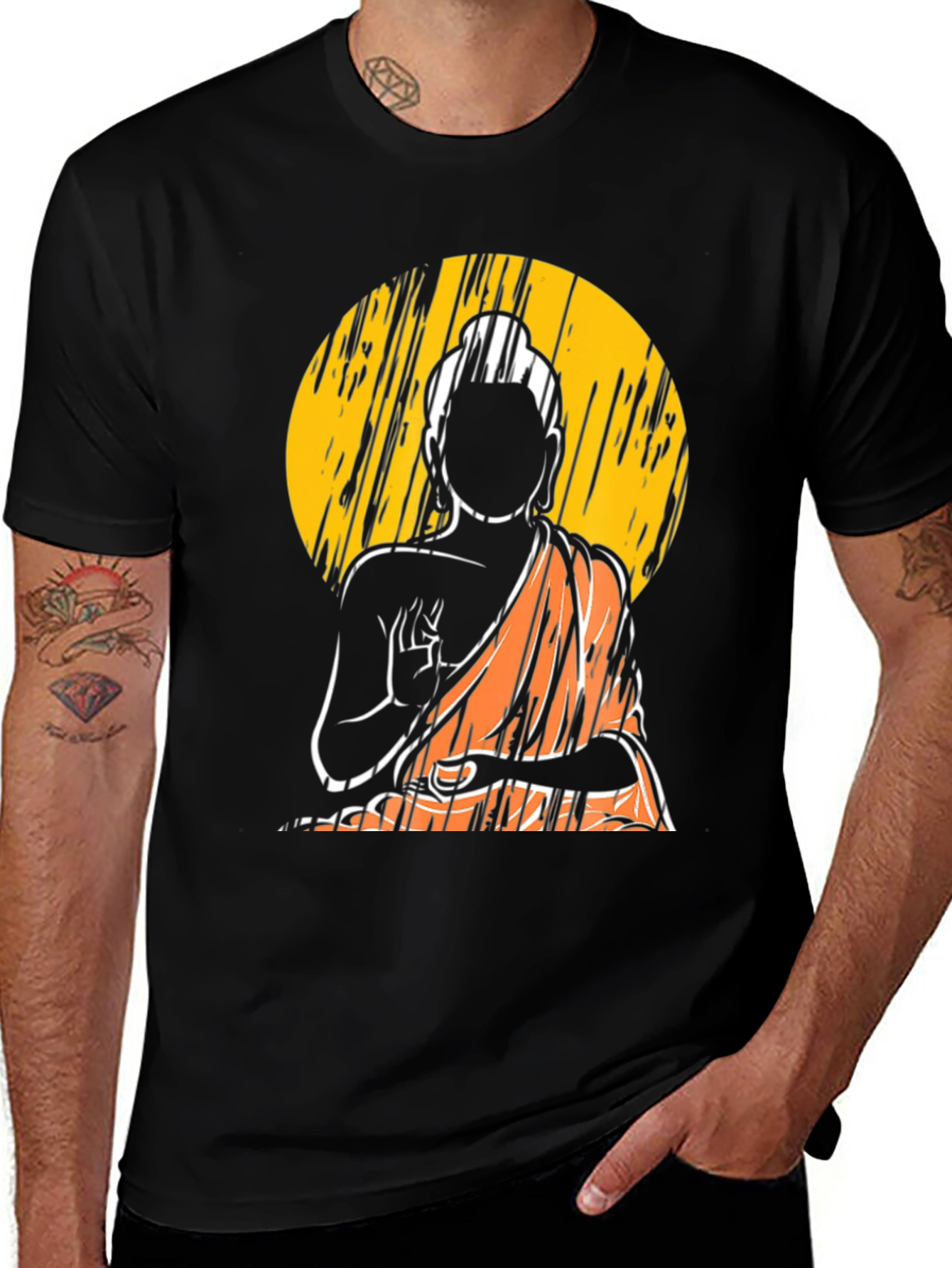 Variant 21 of Buddha Graphic Print Black T-Shirt