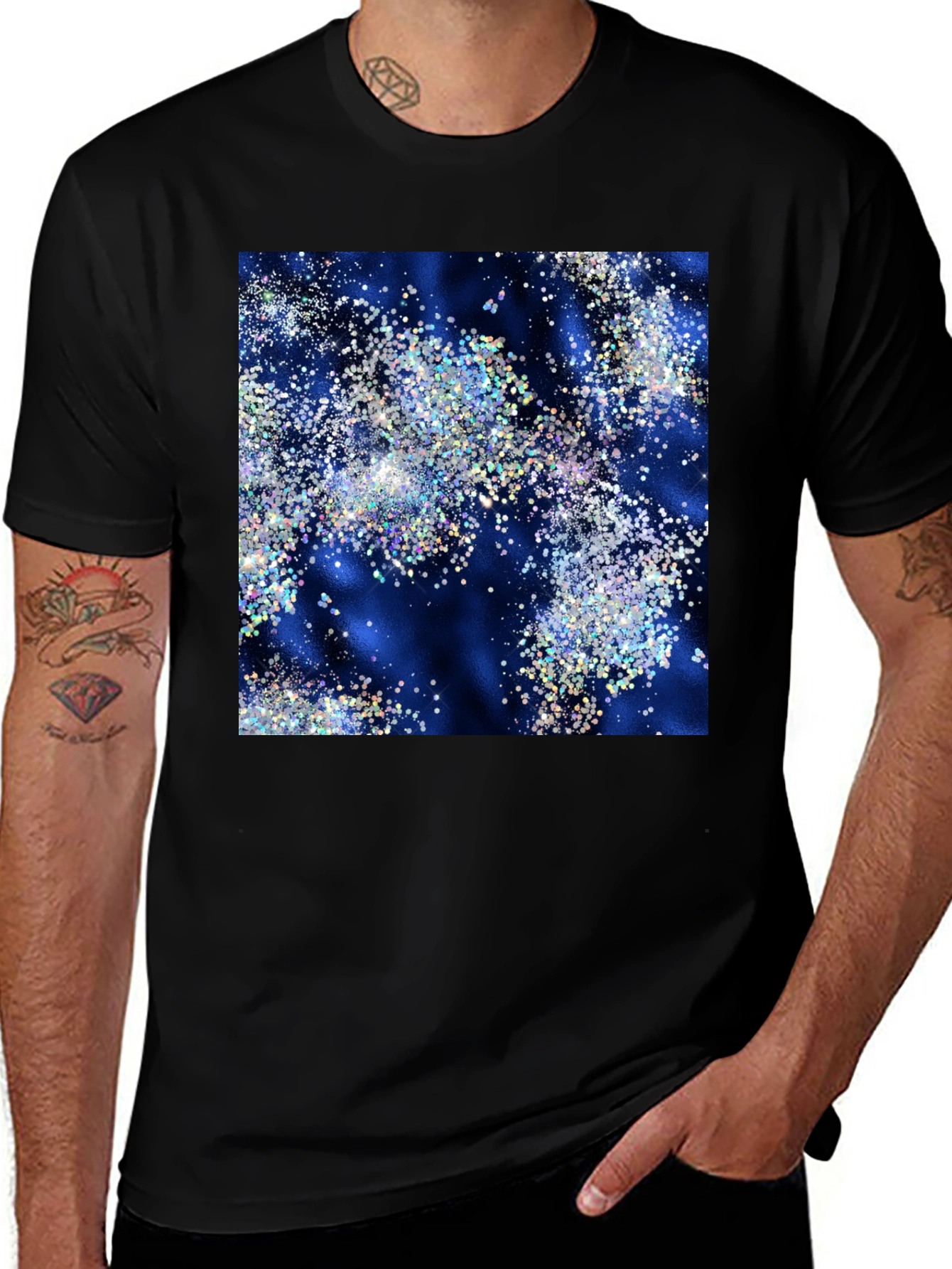Variant 22 of Sparkling Galaxy Print Black T-Shirt