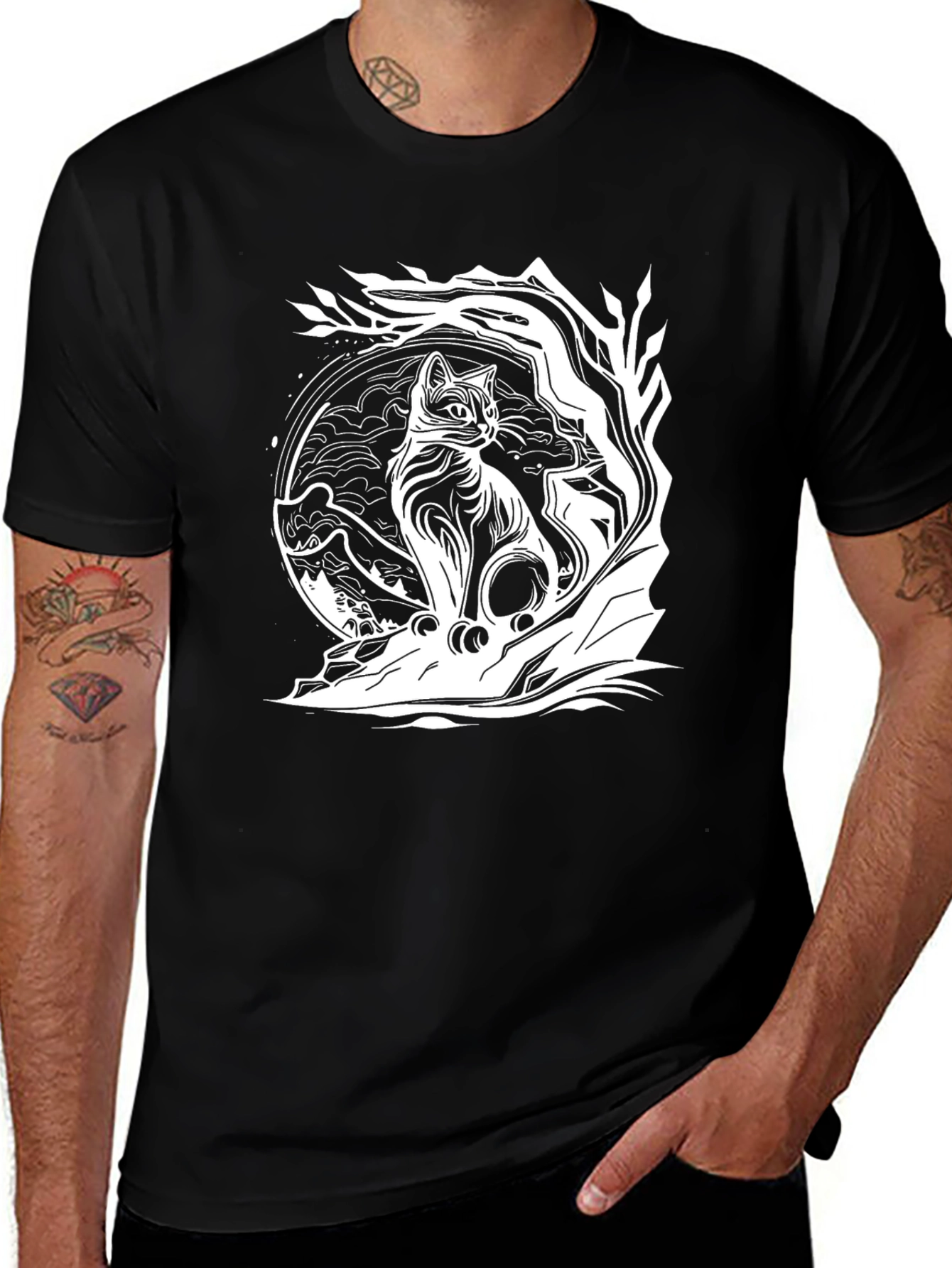 Variant 10 of Unique Black Cat Graphic Tee