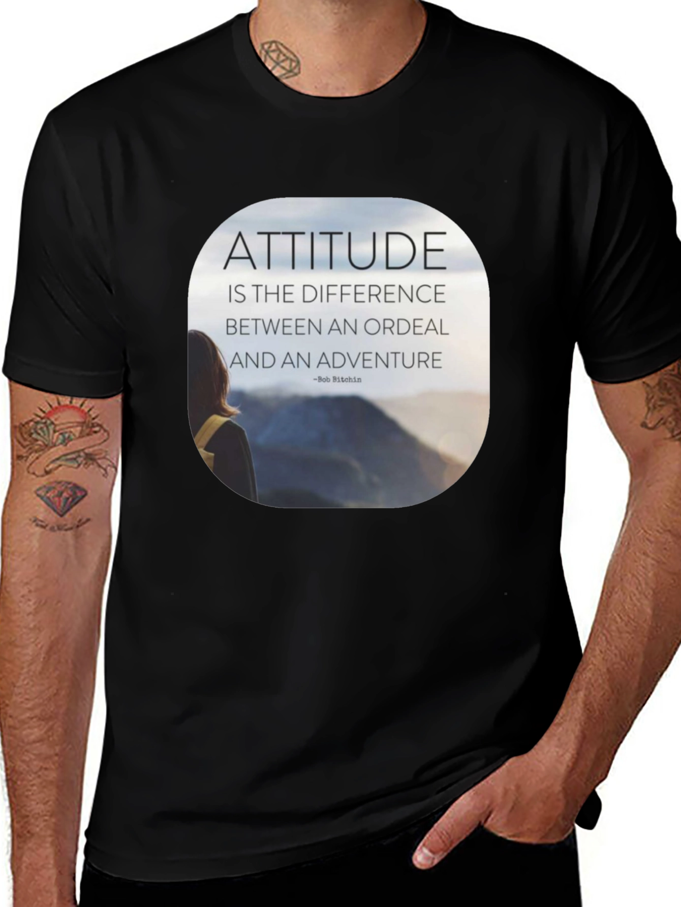 Variant 15 of Attitude Motivational Graphic T-Shirt - Black