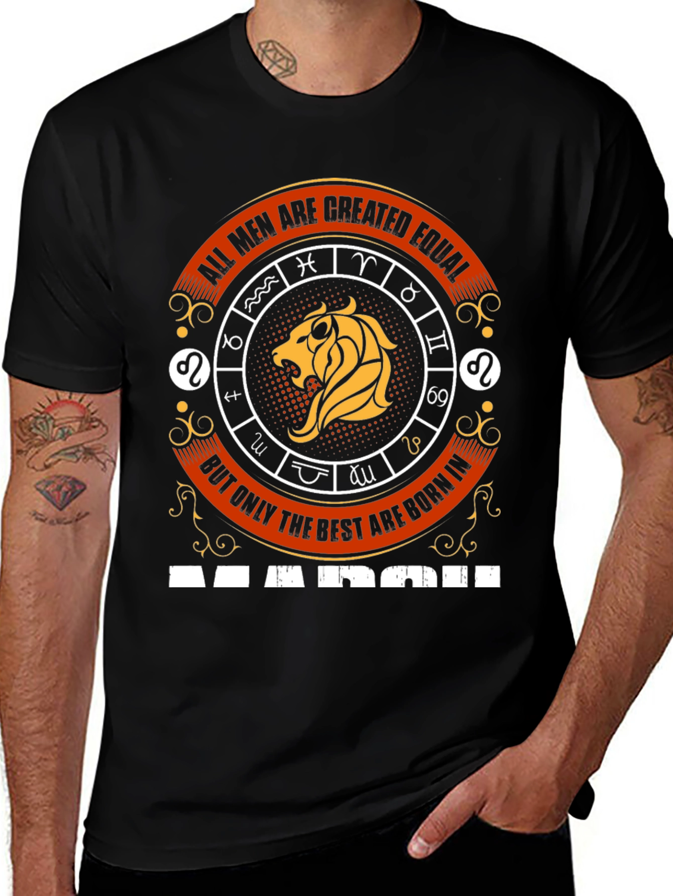 Variant 26 of Men's Zodiac T-Shirt - Lion, March Birthday Gift