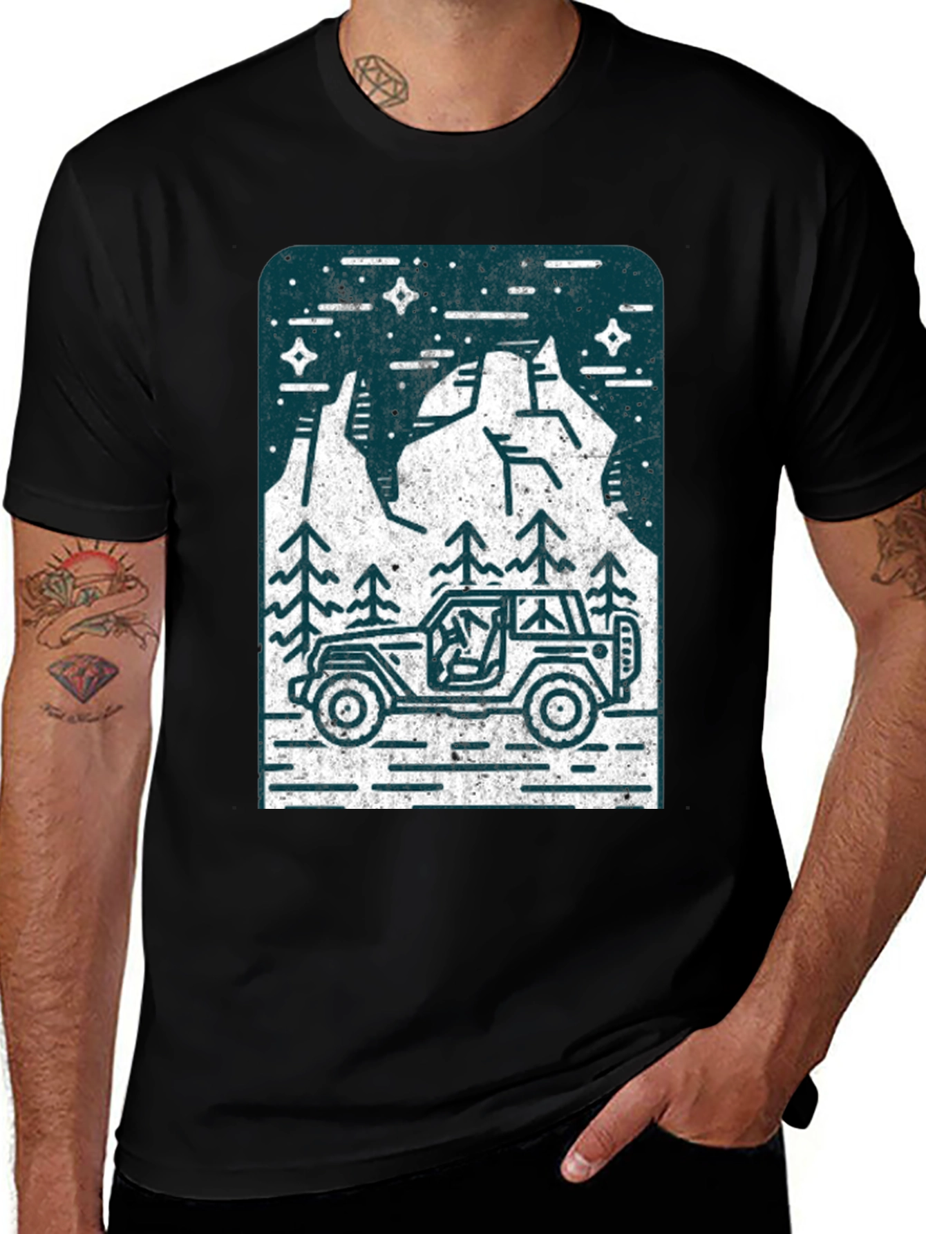 Variant 18 of Adventure Awaits Tee: Mountain Jeep Graphic