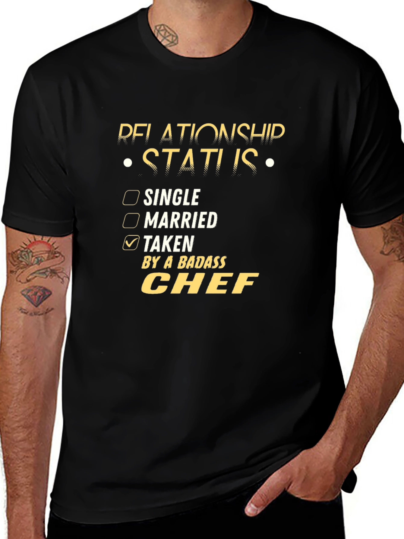 Variant 22 of Badass Chef Relationship Status T-Shirt