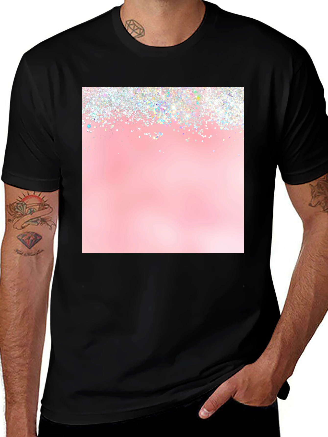 Pink Glitter Graphic T-Shirt