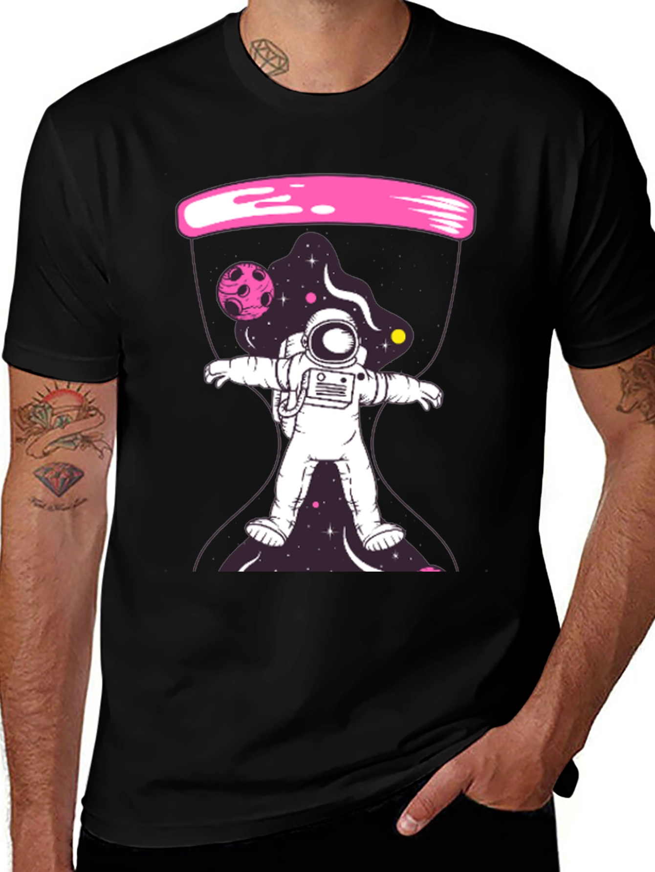Variant 19 of Astronaut Hourglass Graphic Tee - Space Design