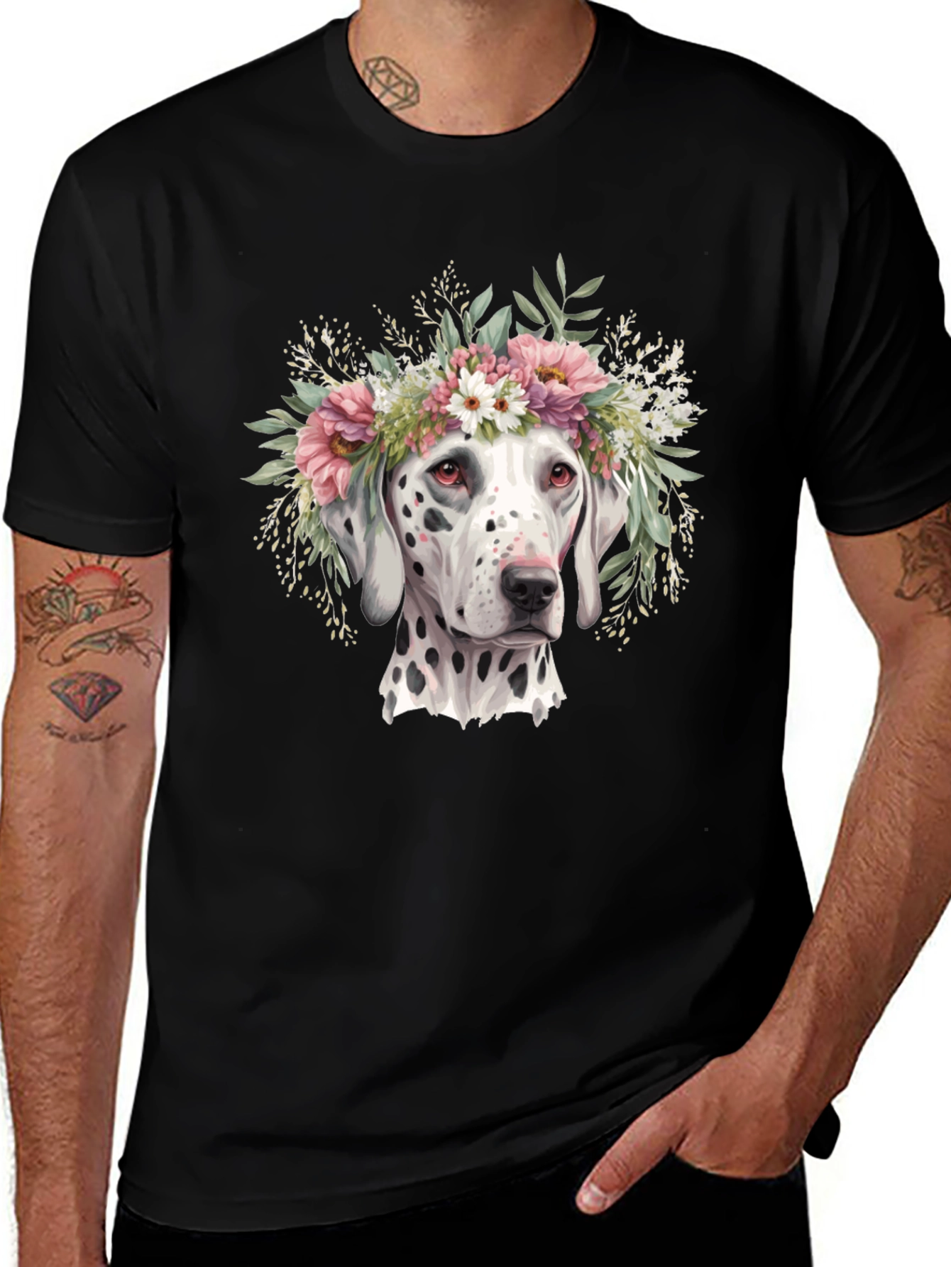 Variant 12 of Dalmatian Flower Crown T-Shirt