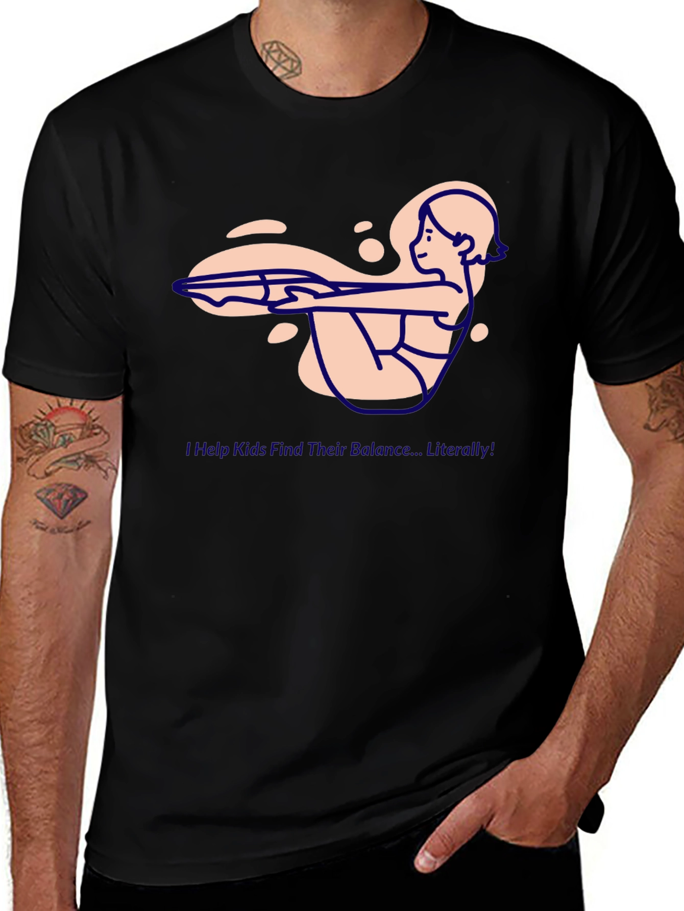 Variant 19 of Yoga Pose Graphic Tee - Mens Black T-Shirt
