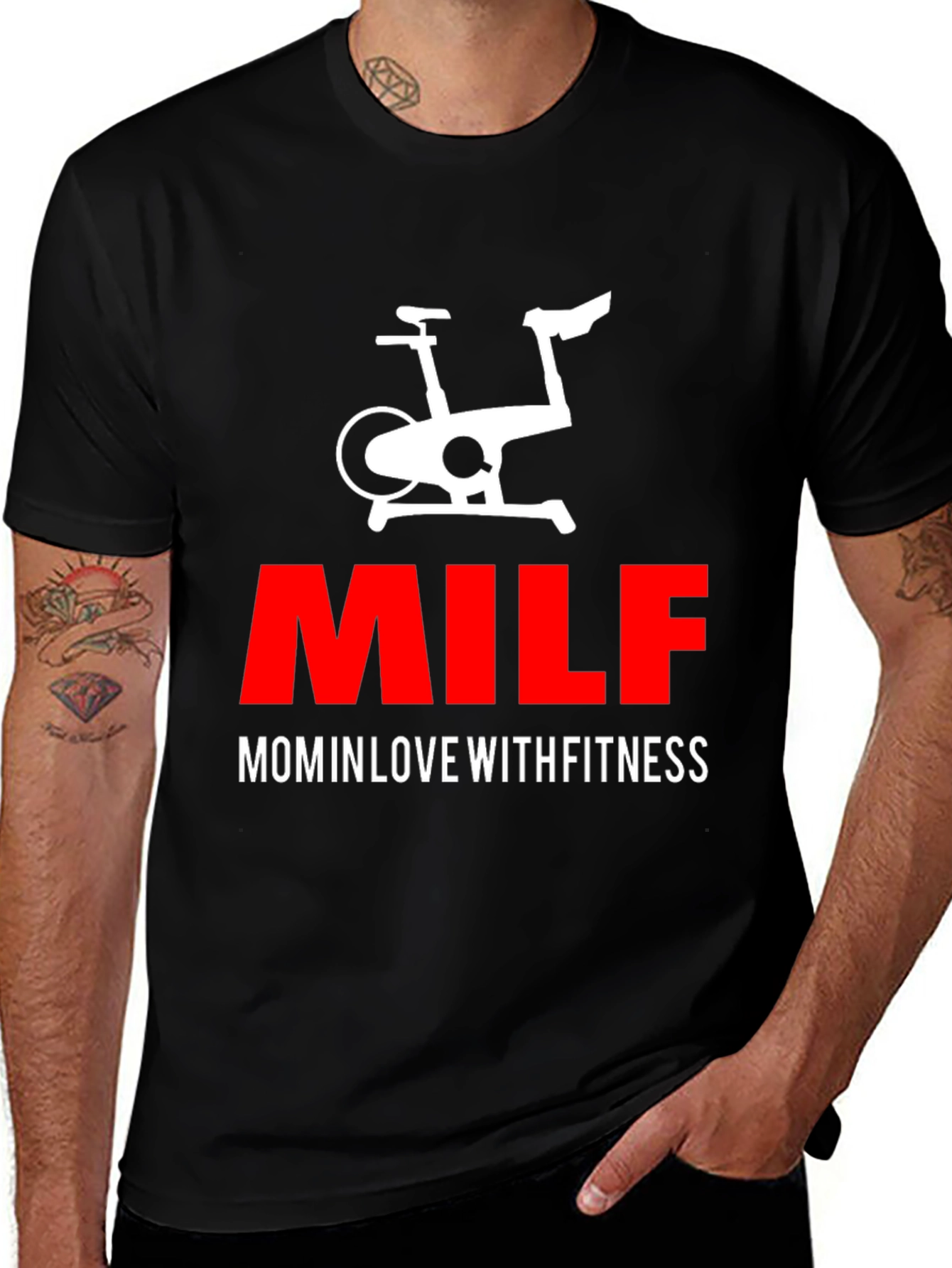 Variant 29 of MILF Mom in Love With Fitness Black T-Shirt