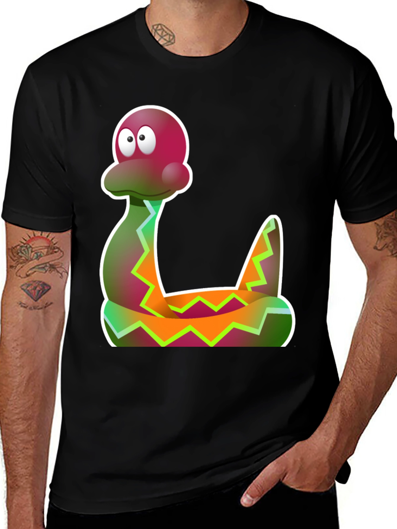 Variant 4 of Cartoon Snake Graphic Tee - Funky Style
