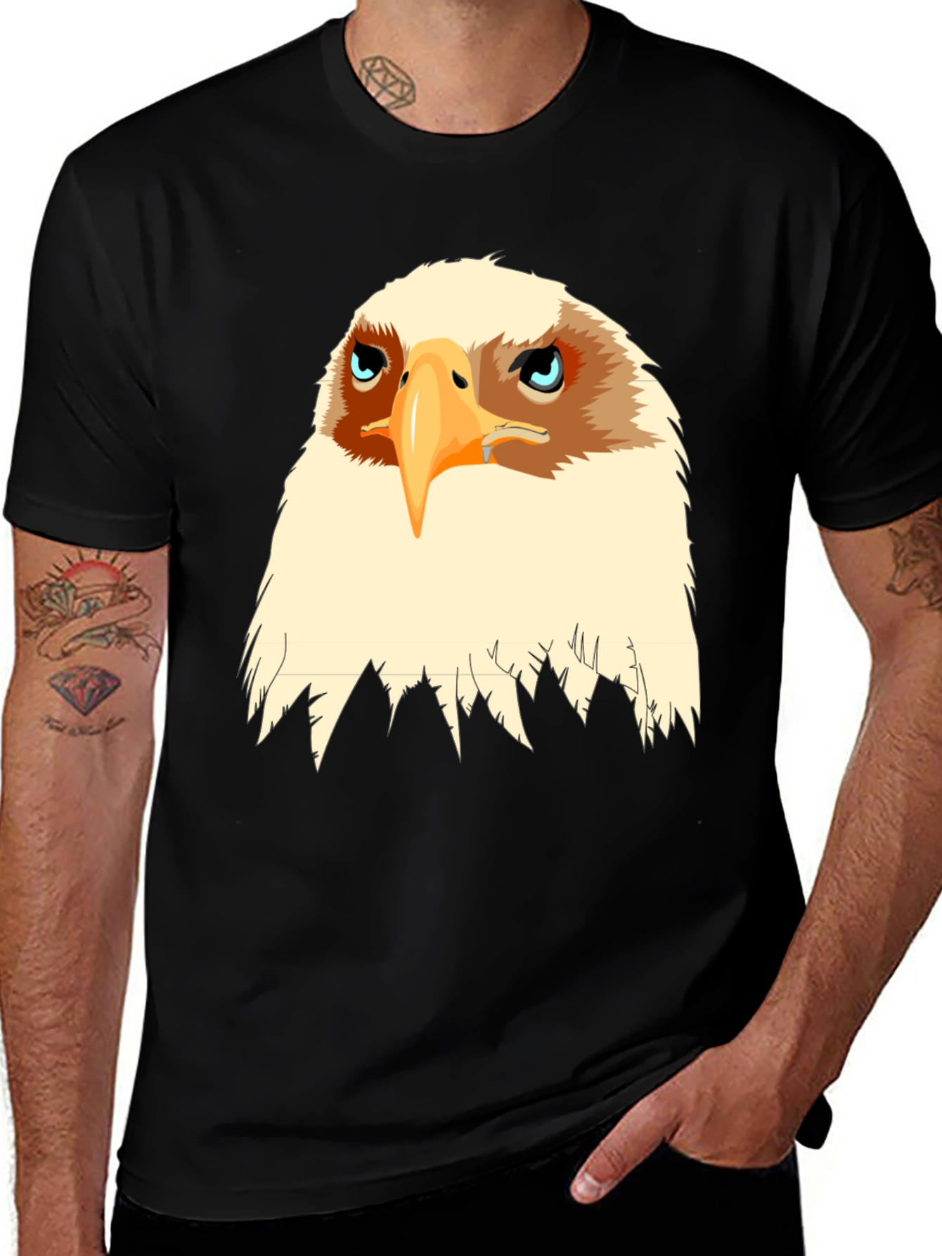 Variant 8 of Eagle Graphic Tee - Men's Black T-Shirt