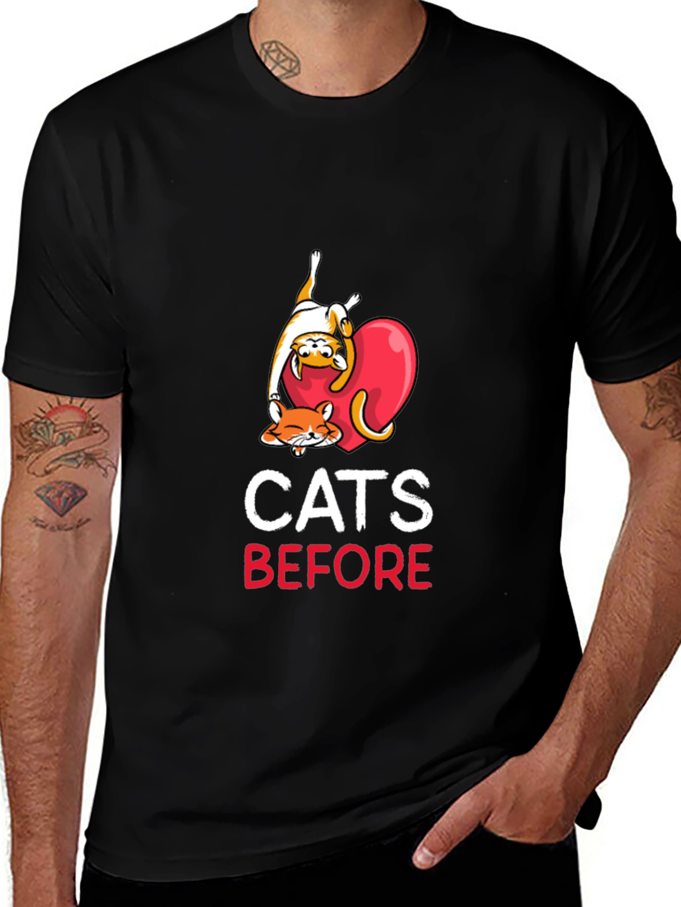 Variant 2 of Cats Before Anything Men's Black Graphic T-Shirt