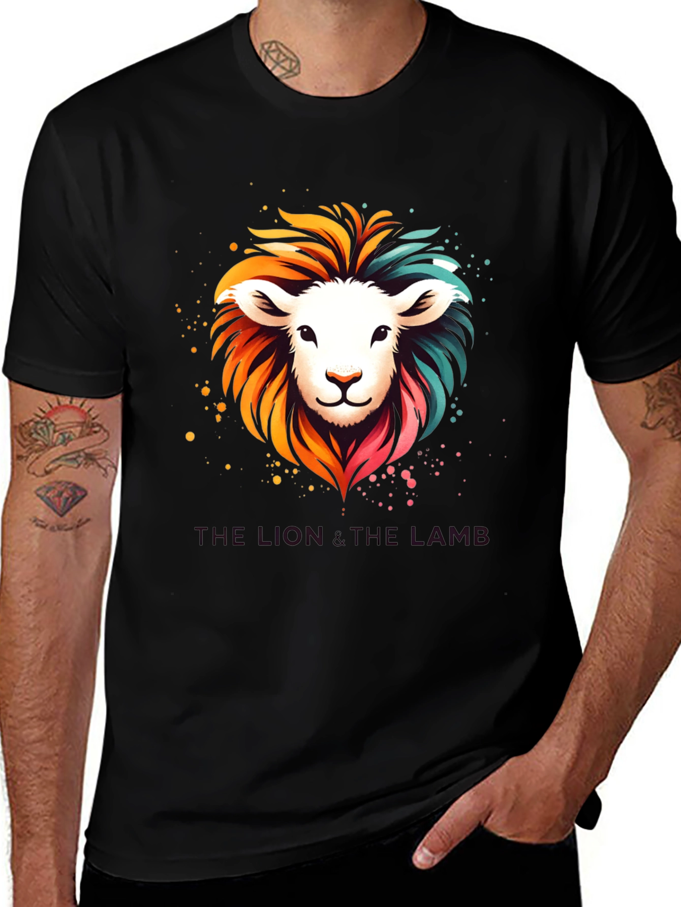 Variant 17 of Lion & Lamb Graphic T-Shirt - Unique Design