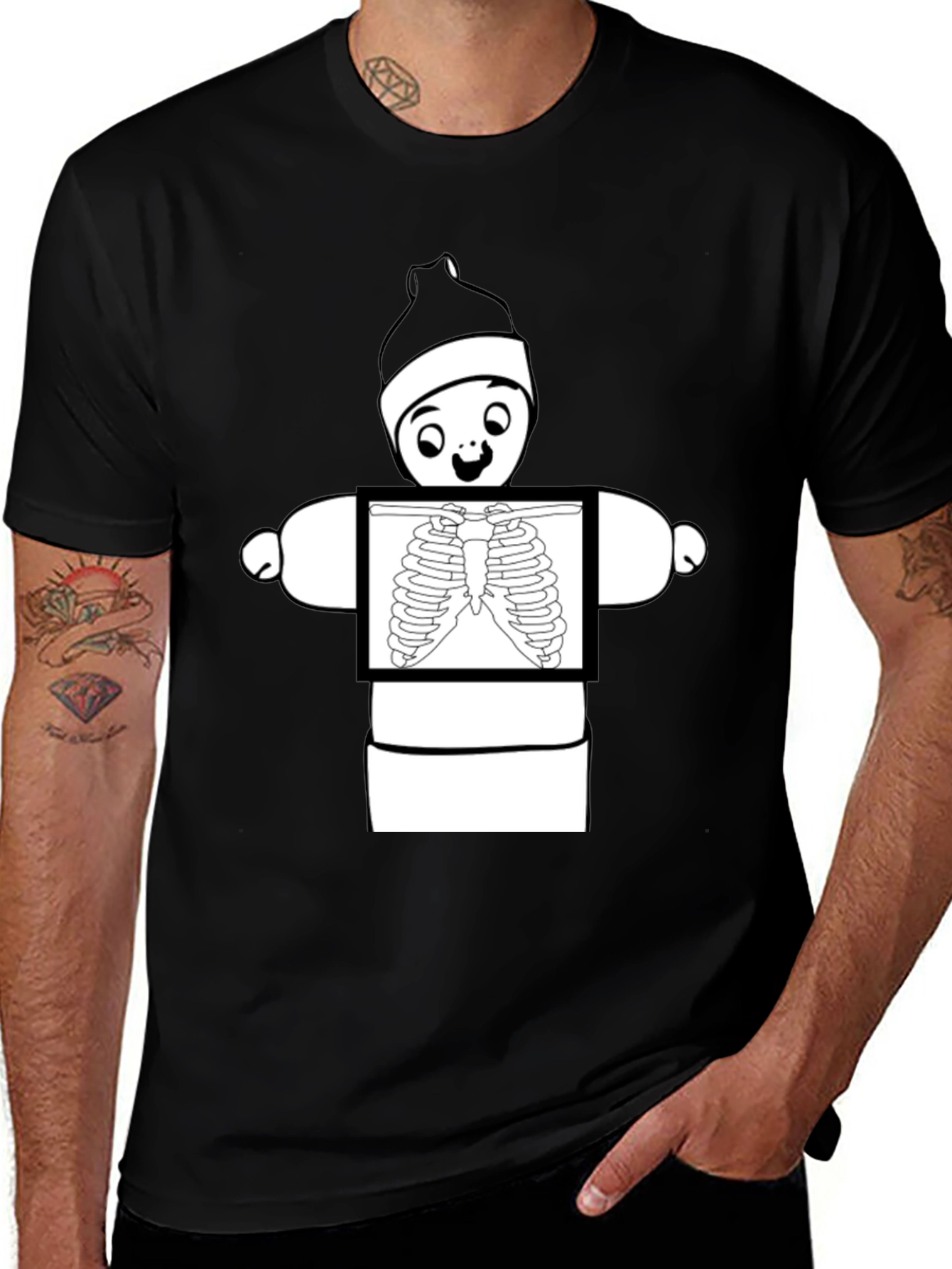 Variant 19 of Funny X-Ray Stick Figure Graphic Tee