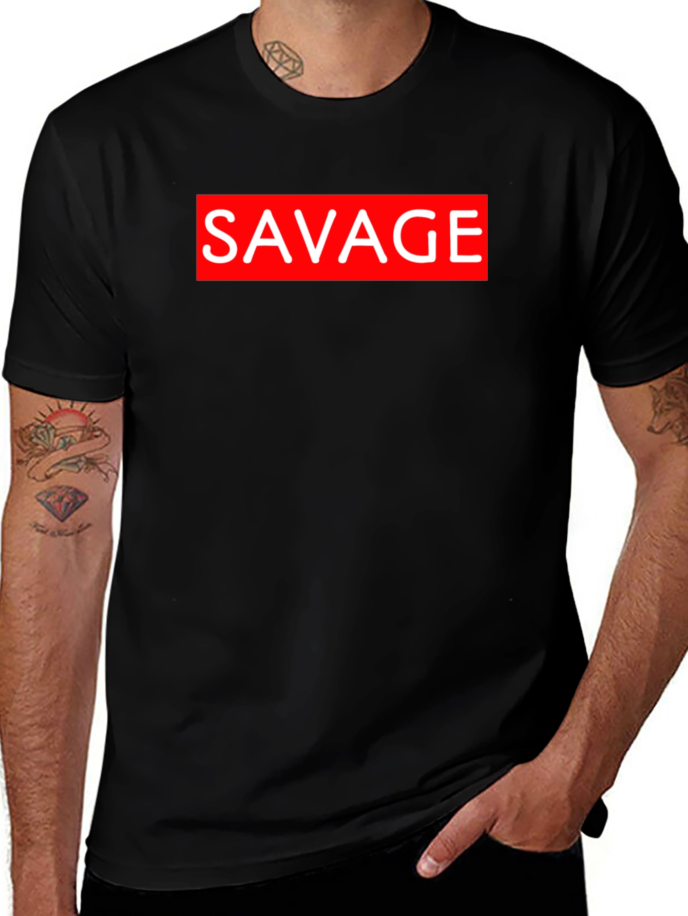 Variant 22 of Savage Graphic Tee - Black Crew Neck T-Shirt