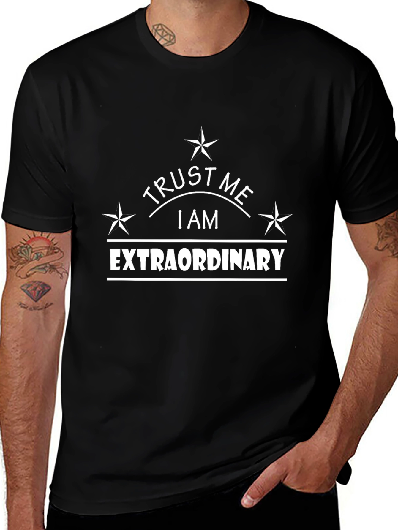 Variant 15 of Trust Me I Am Extraordinary Black Tee
