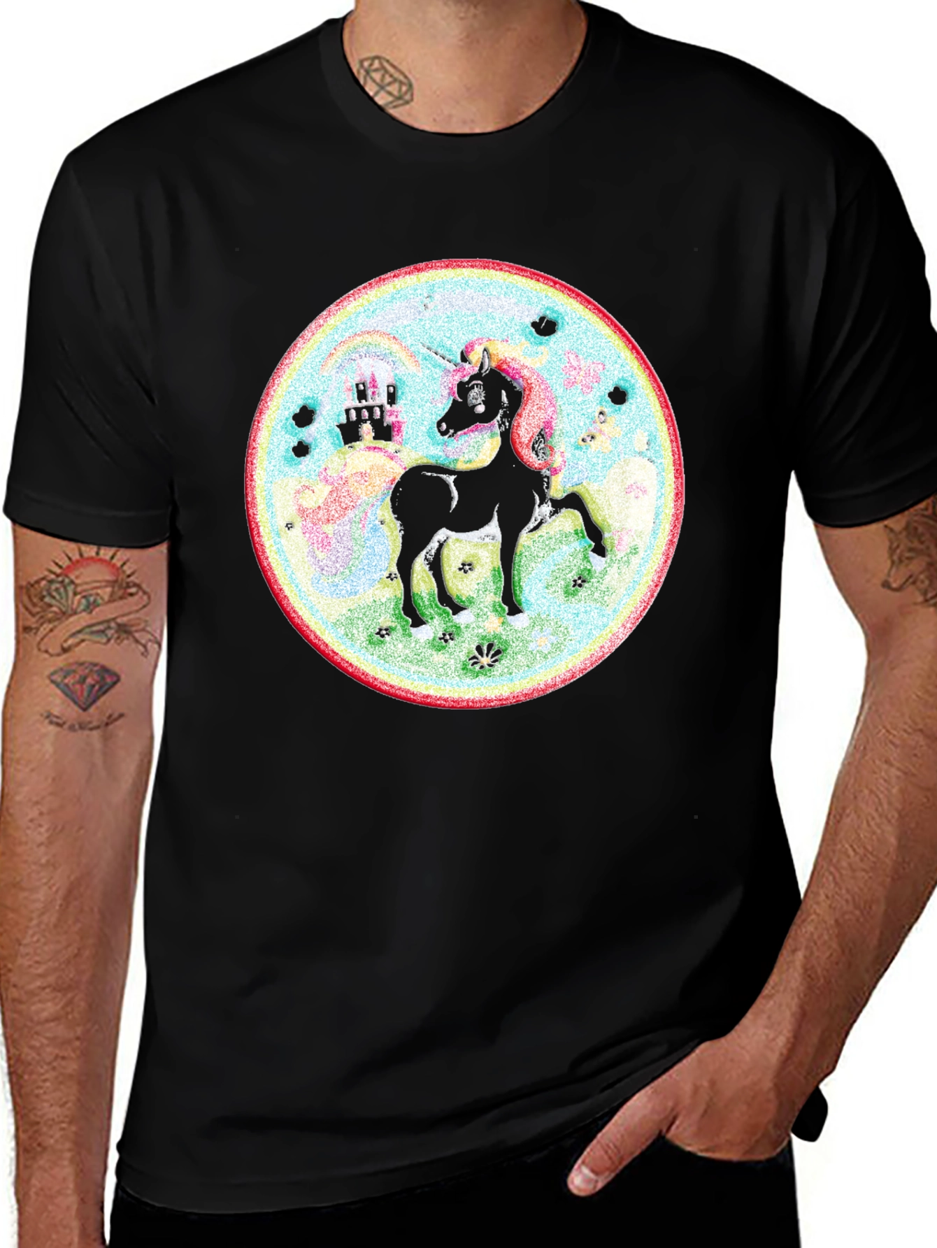 Variant 9 of Unicorn Graphic Tee - Black Cotton T-Shirt