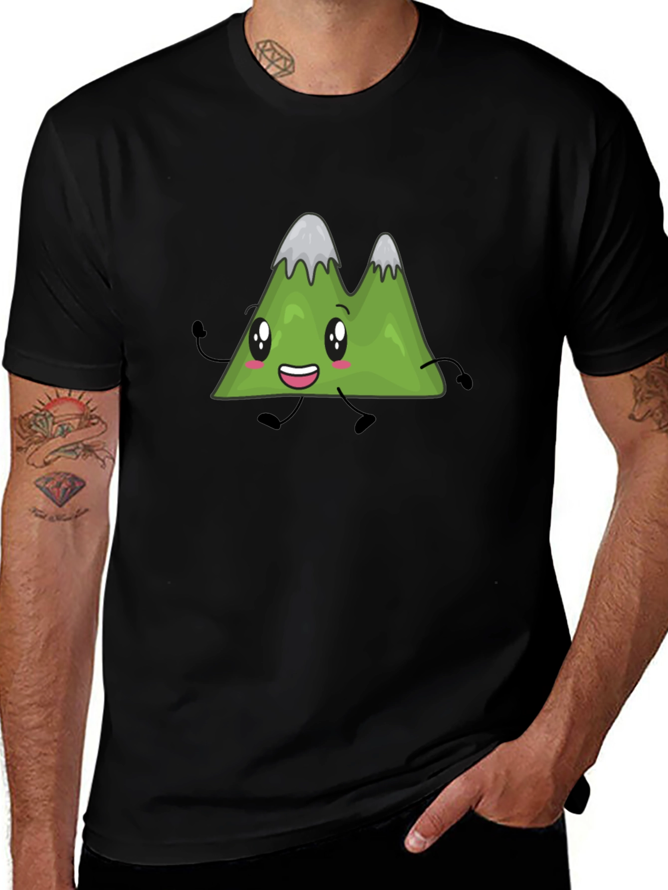 Variant 18 of Cute Mountain Cartoon Black T-Shirt