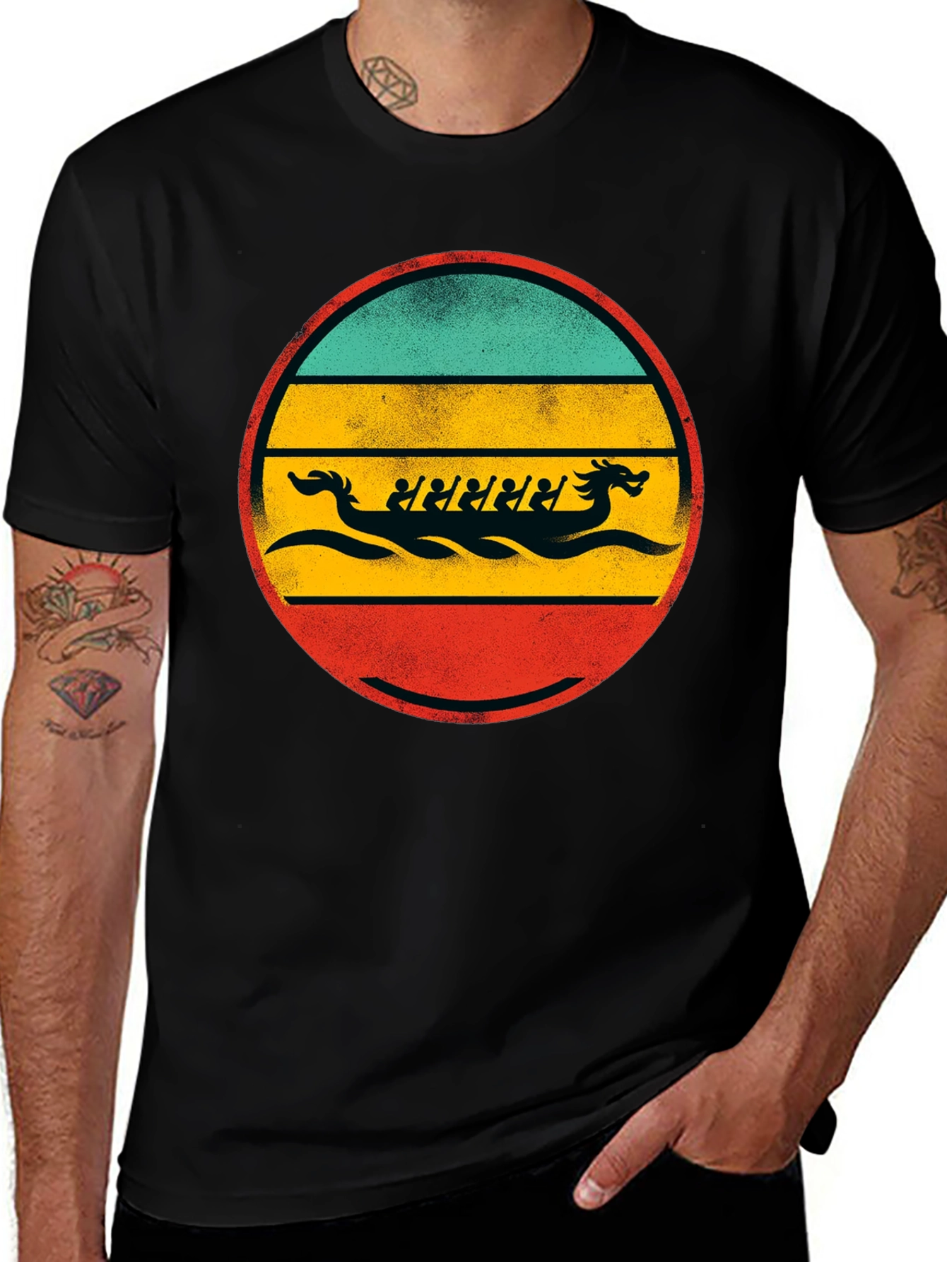 Variant 19 of Retro Dragon Boat Tee - Vintage Style Paddling T-Shirt