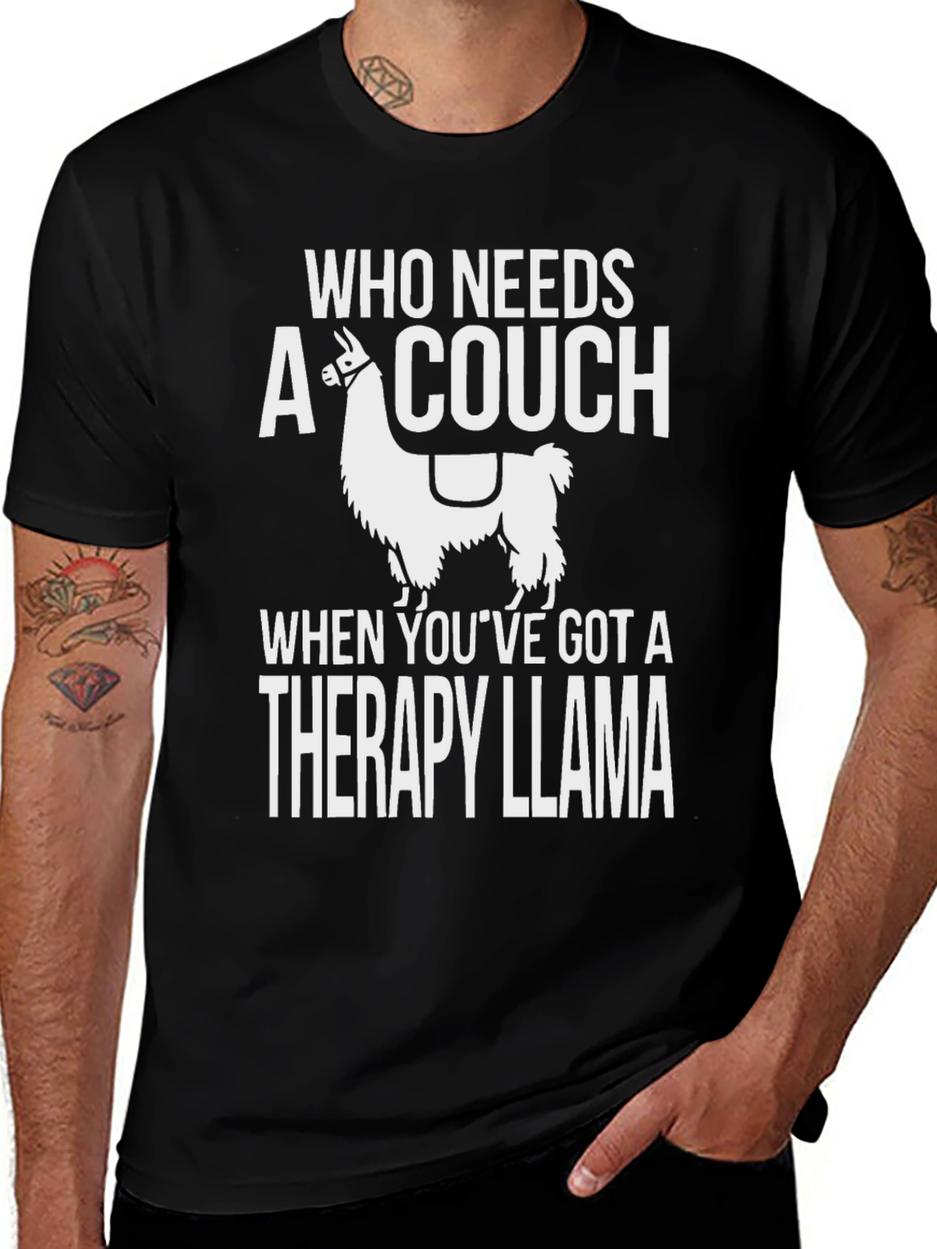 Variant 22 of Therapy Llama T-Shirt - Who Needs a Couch?