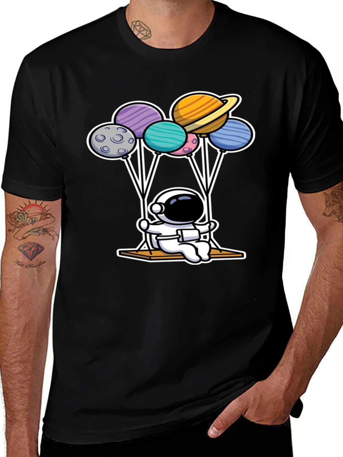Variant 14 of Astronaut Swing Planets Balloons Graphic T-Shirt