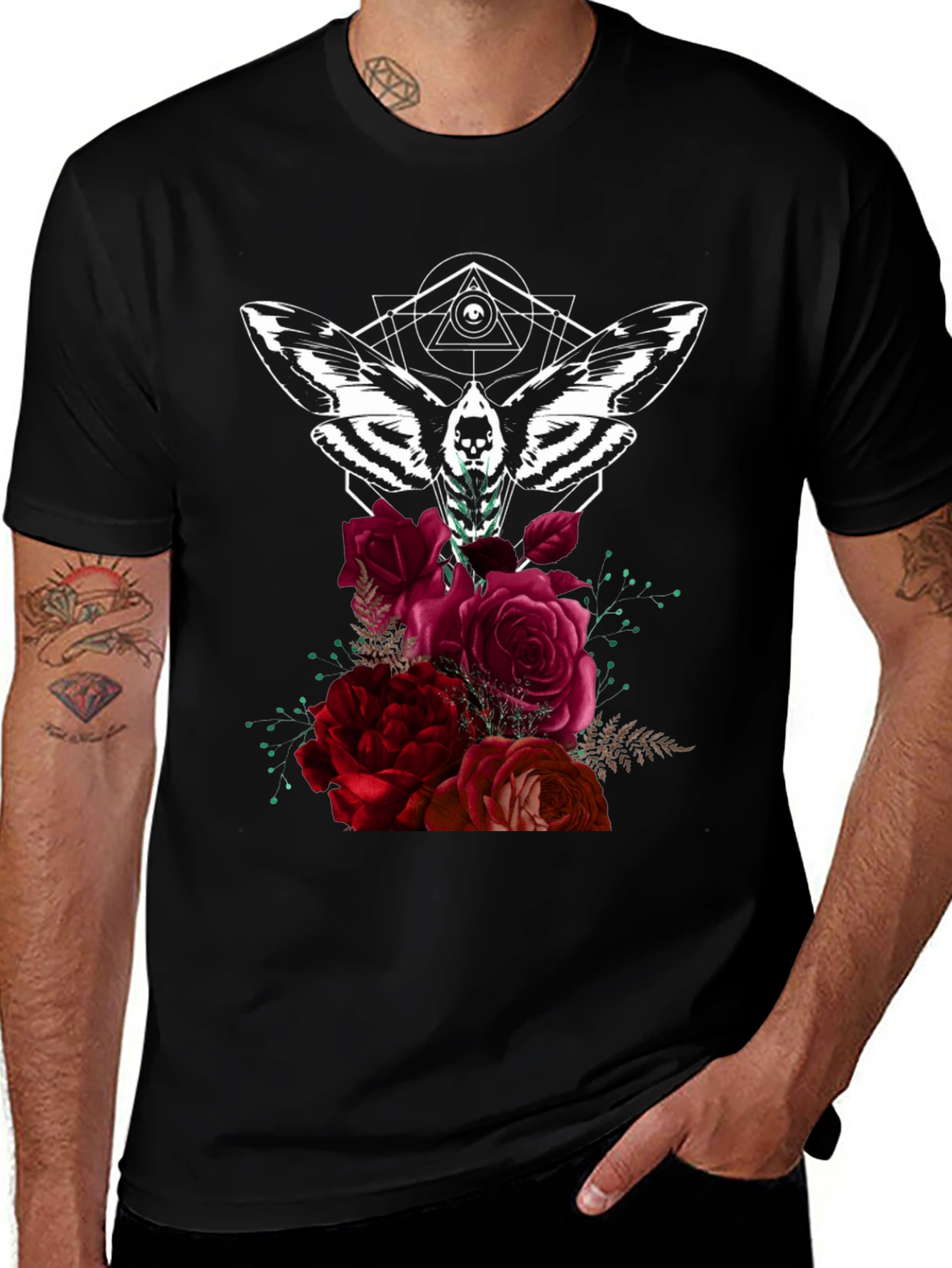 Variant 5 of Black Moth & Roses Graphic Tee