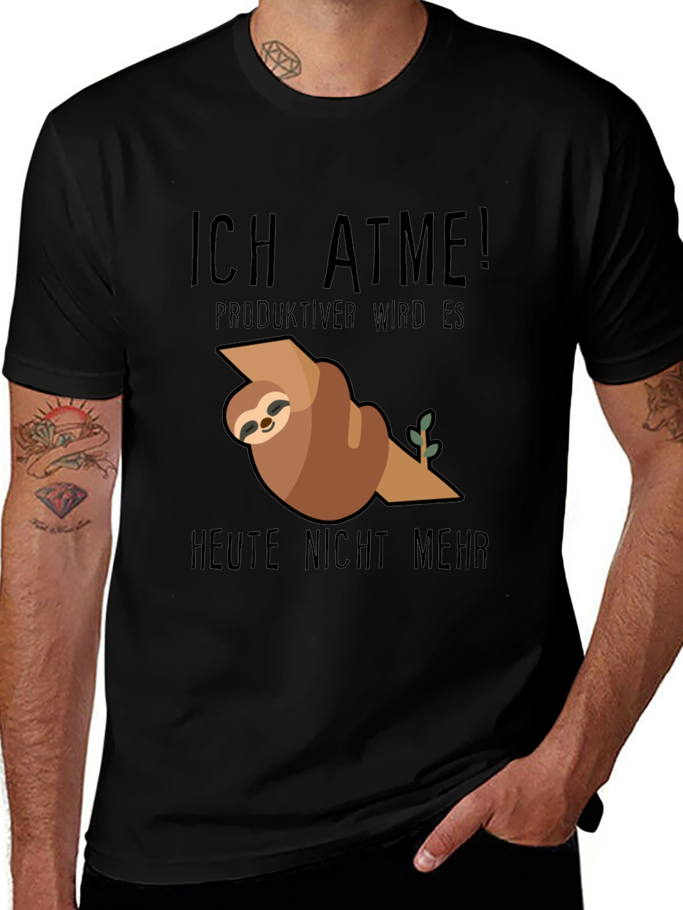 Variant 4 of Ich Atme Sloth Graphic T-Shirt - Relaxed Fit Tee