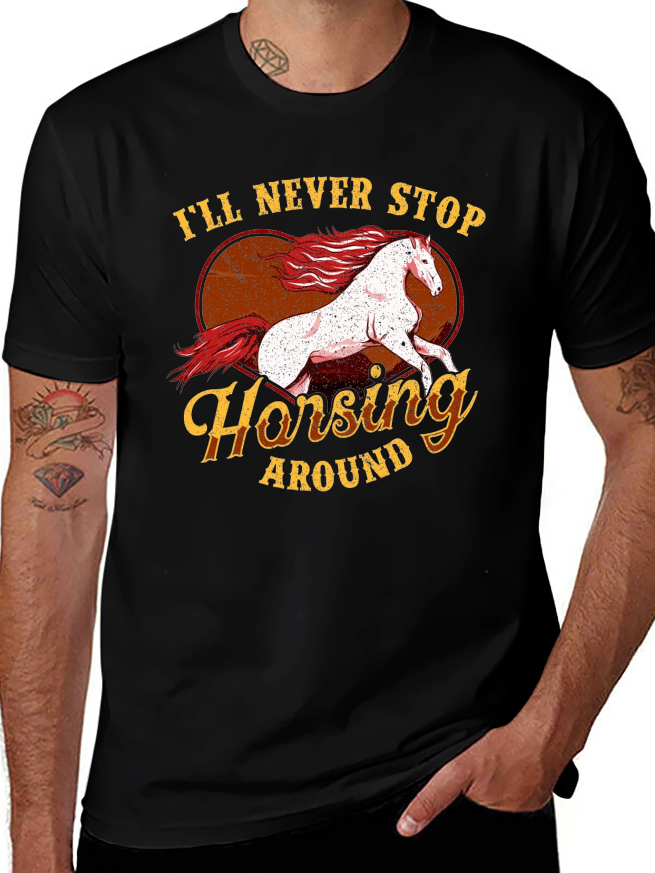 Variant 8 of Horsey Around Black T-Shirt
