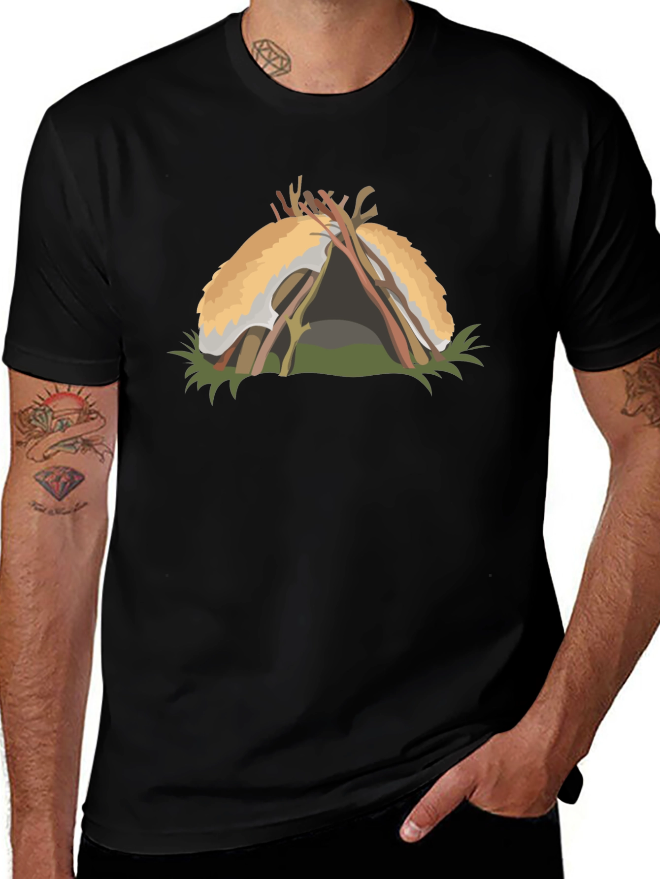 Variant 10 of Rustic Hut Graphic Tee - Nature Lover's Shirt