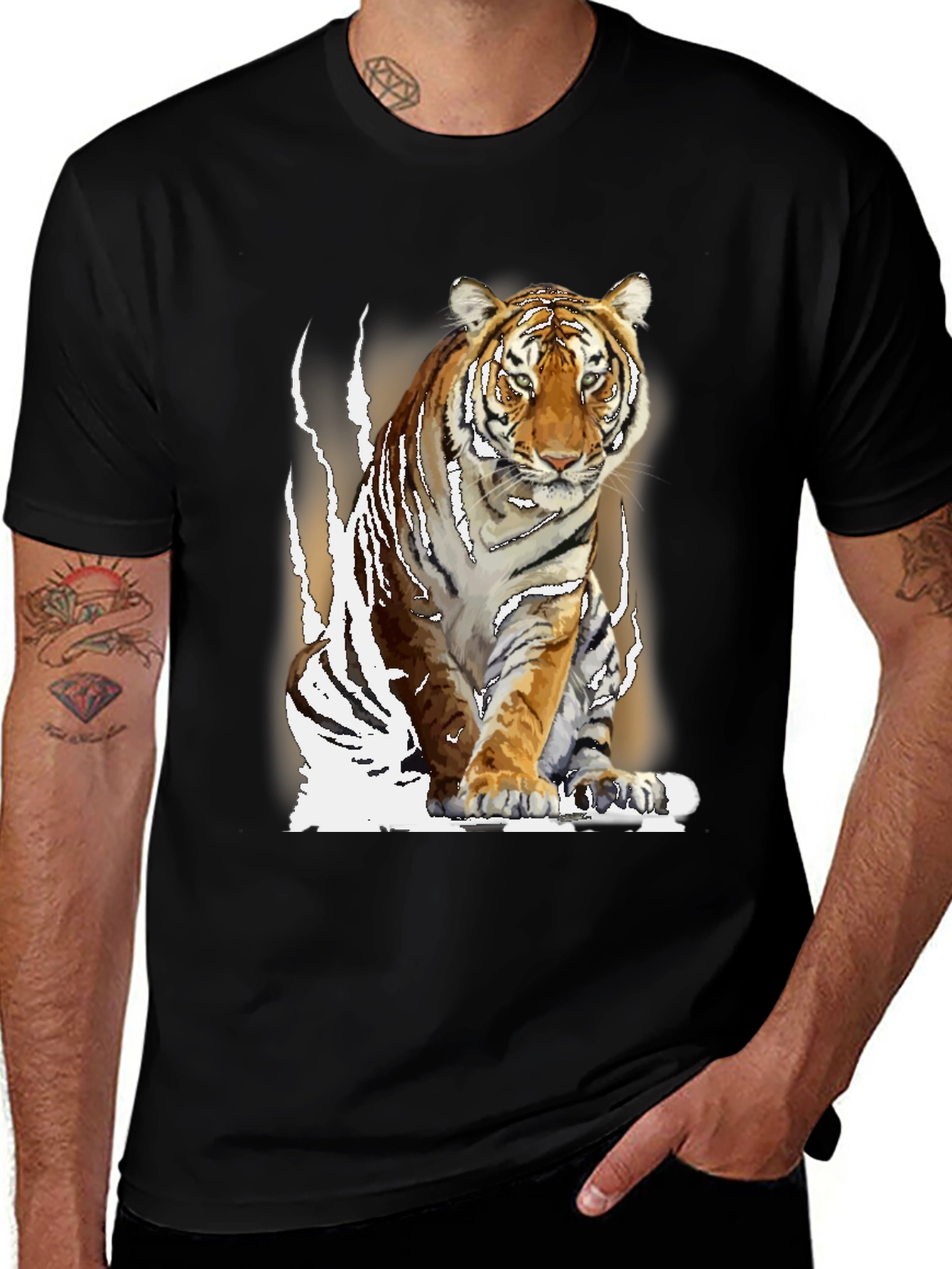 Variant 16 of Tiger Graphic Print Black T-Shirt