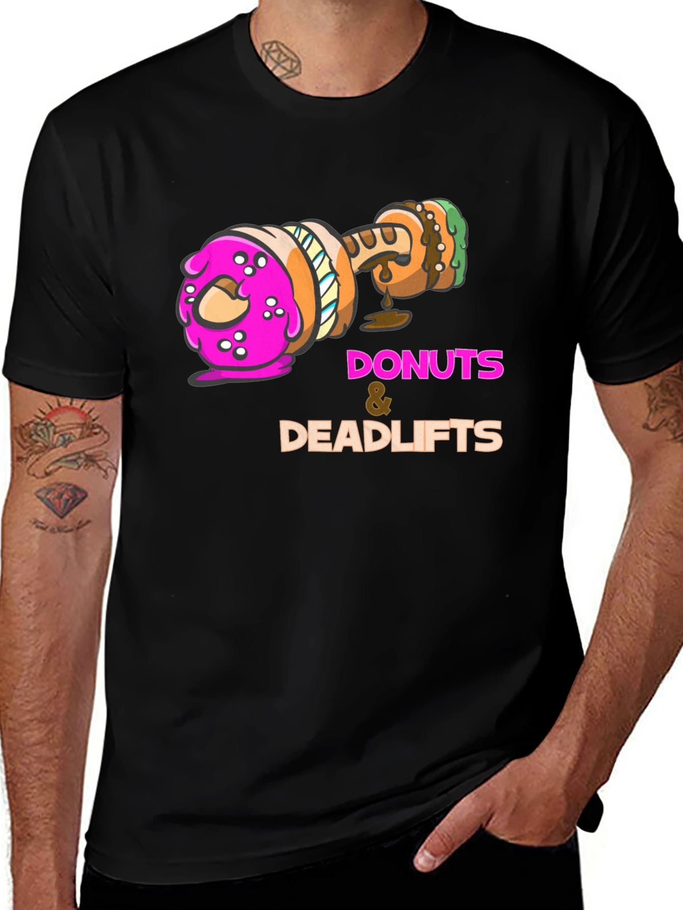 Variant 25 of Donuts & Deadlifts Graphic Tee - Gym Humor