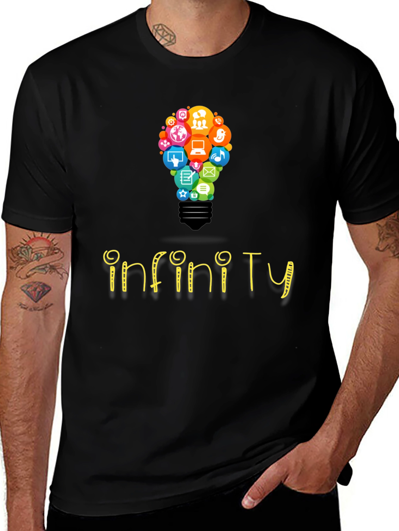 Variant 30 of Infinity Social Media Bulb Men's Black T-Shirt