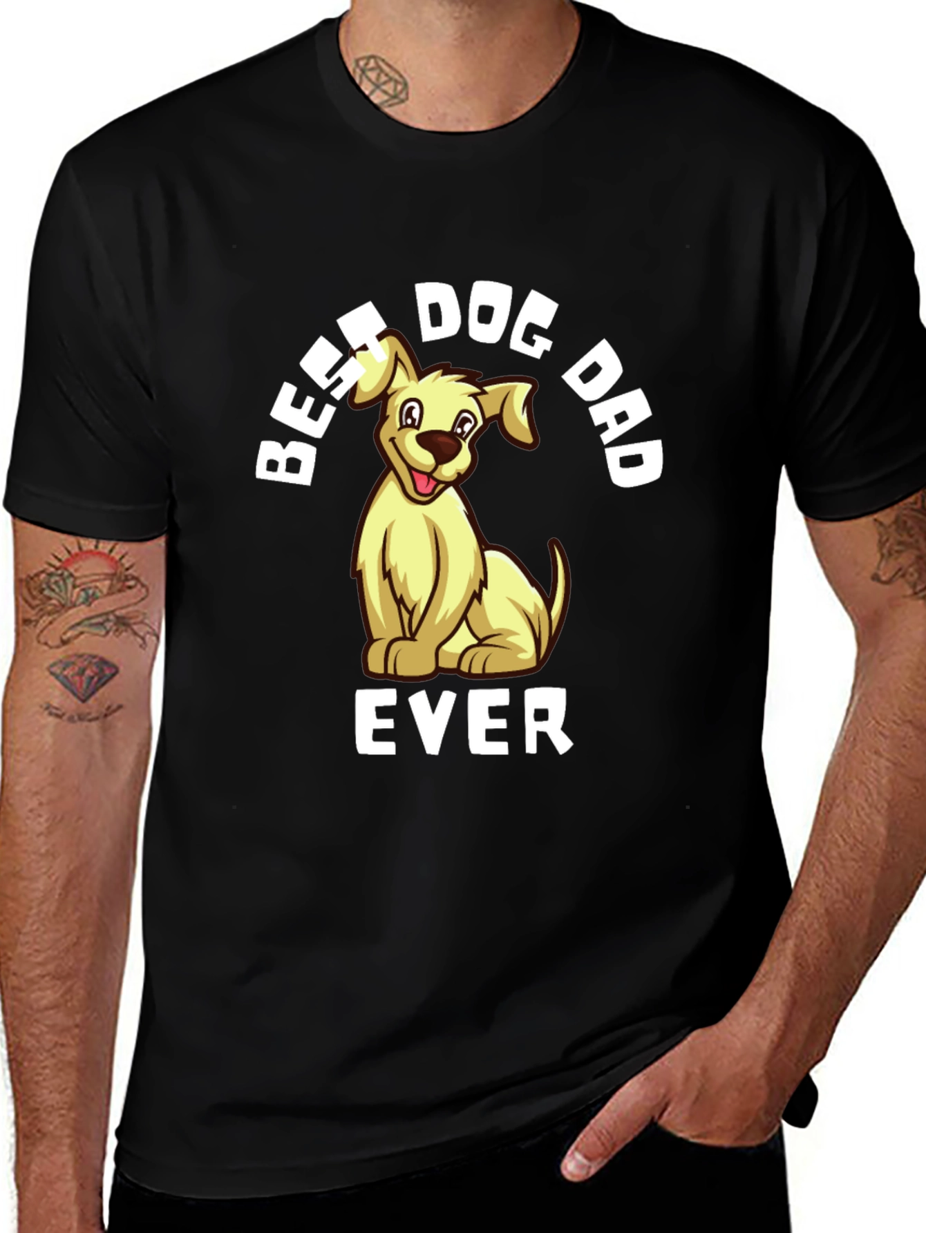 Variant 11 of Best Dog Dad Ever Black Graphic T-Shirt