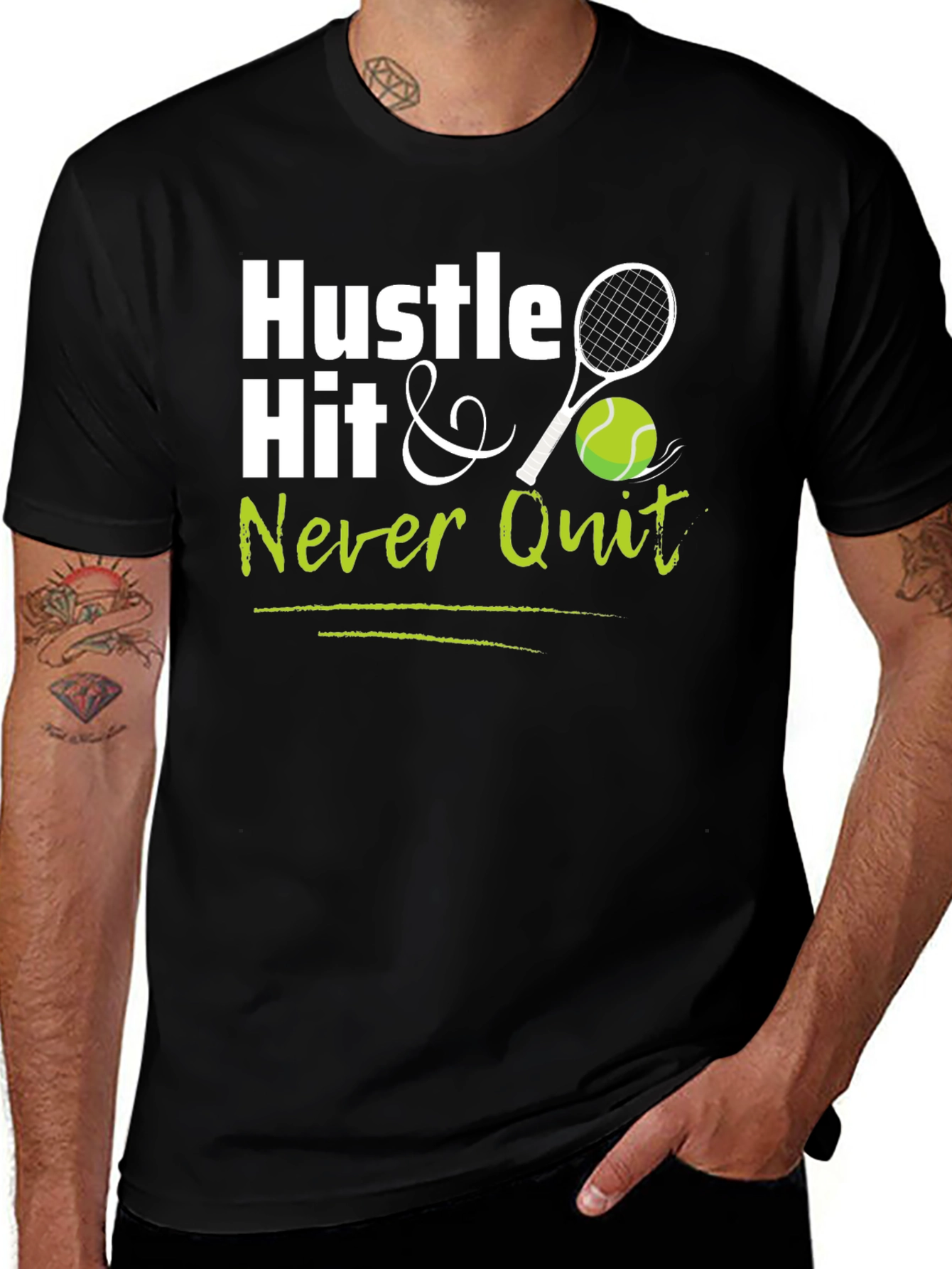Variant 23 of Hustle Hit Never Quit Black T-Shirt