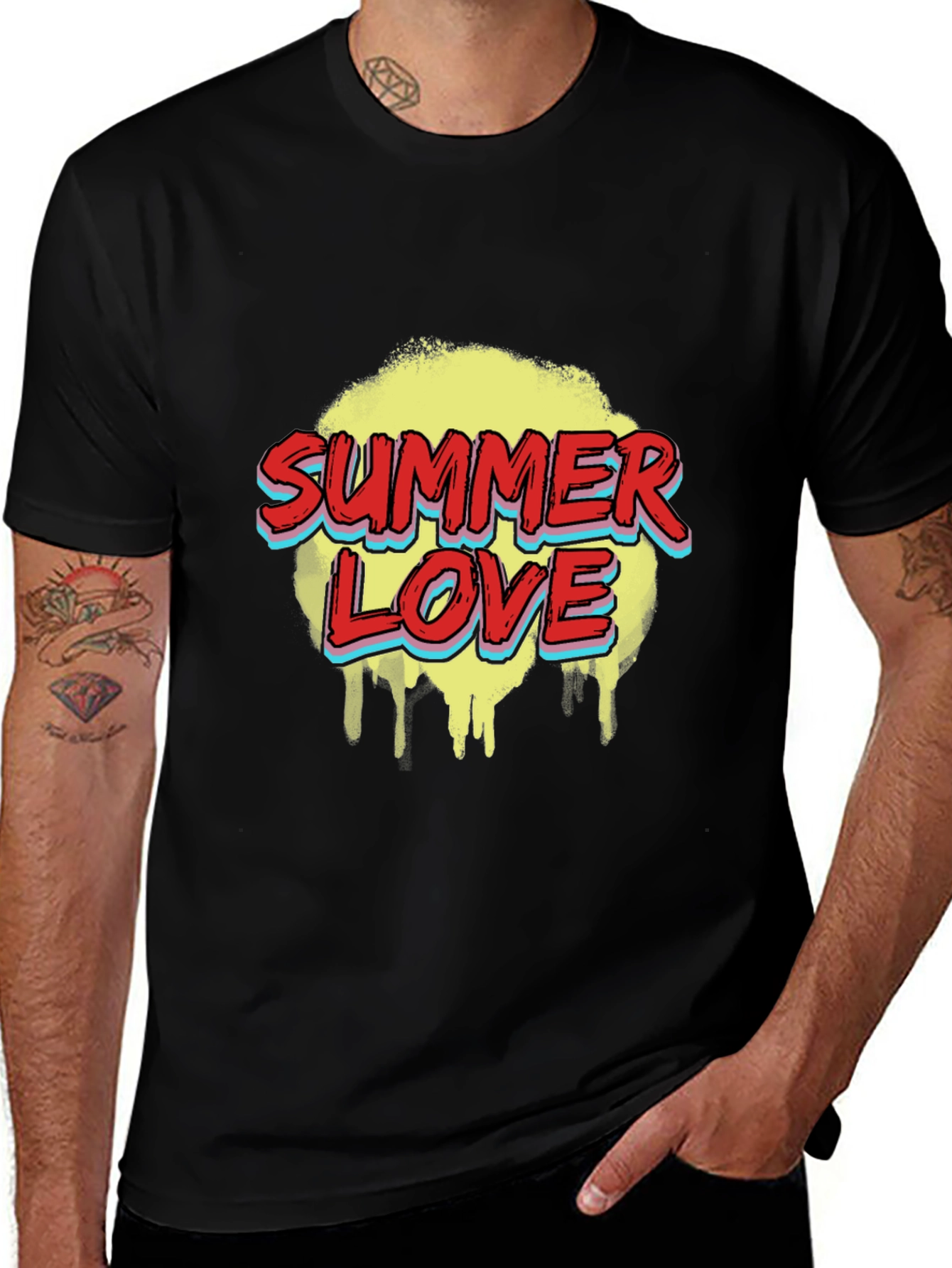Variant 28 of Summer Love Graphic Print Black T-Shirt