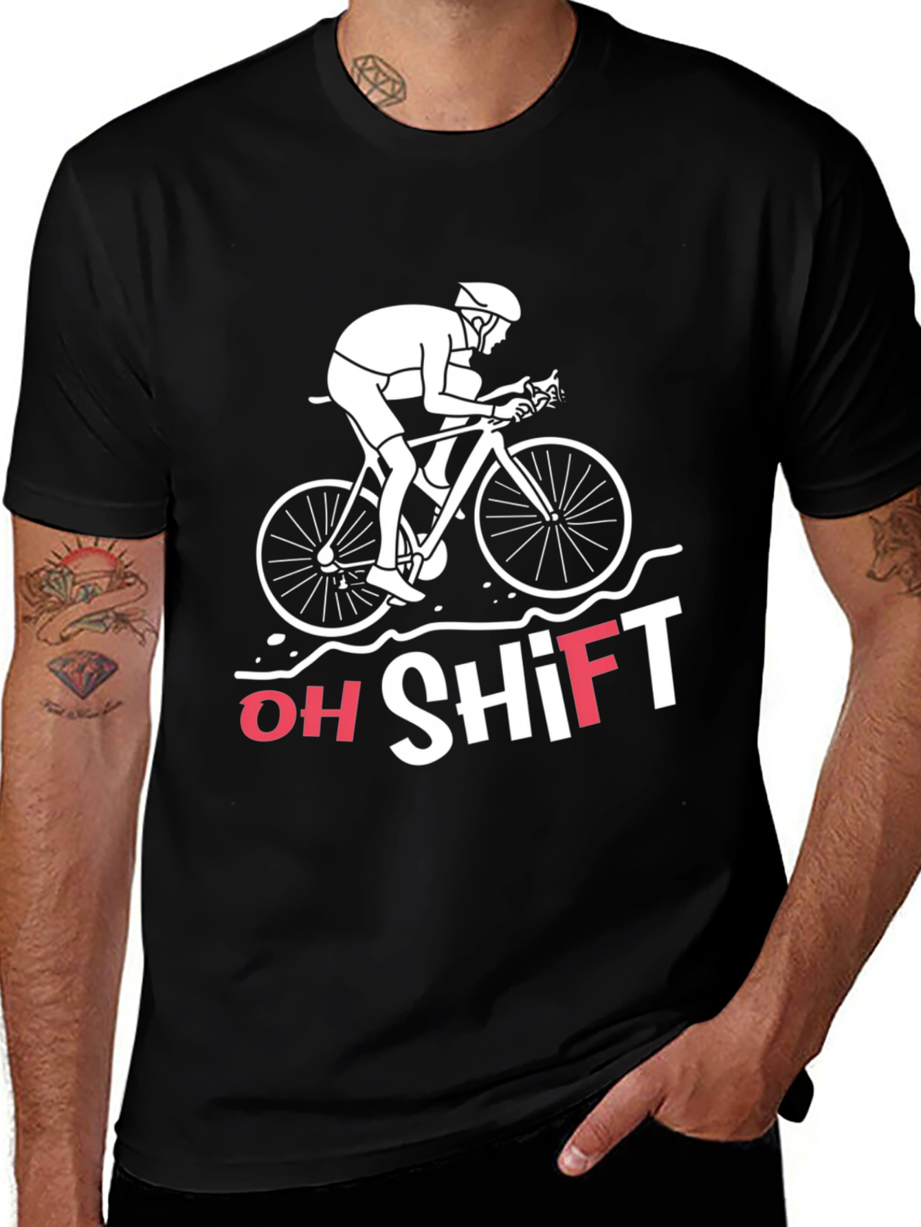 Variant 13 of Oh Shift! Cyclist Graphic Tee - Black