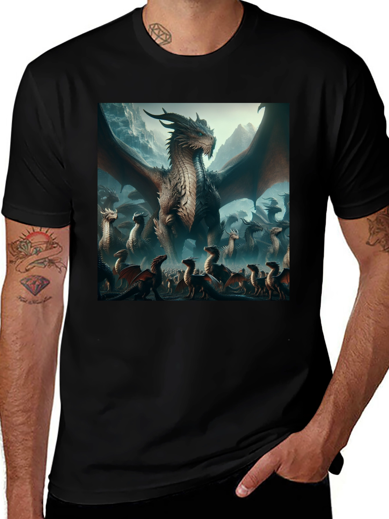 Black Dragon T-Shirt - Fantasy Art Graphic Tee main image