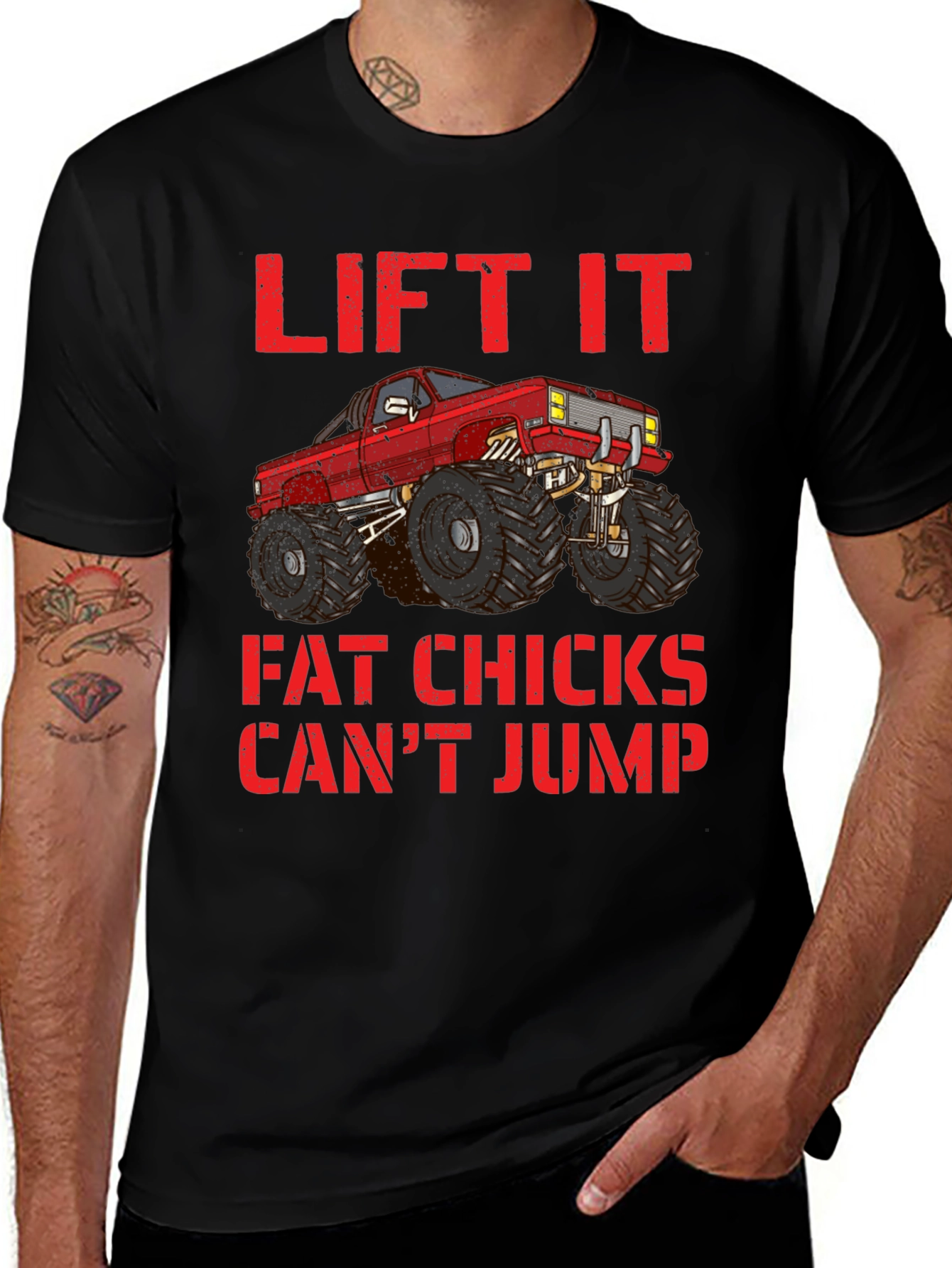 Variant 12 of Lifted Truck Tee - Fat Chicks Can't Jump