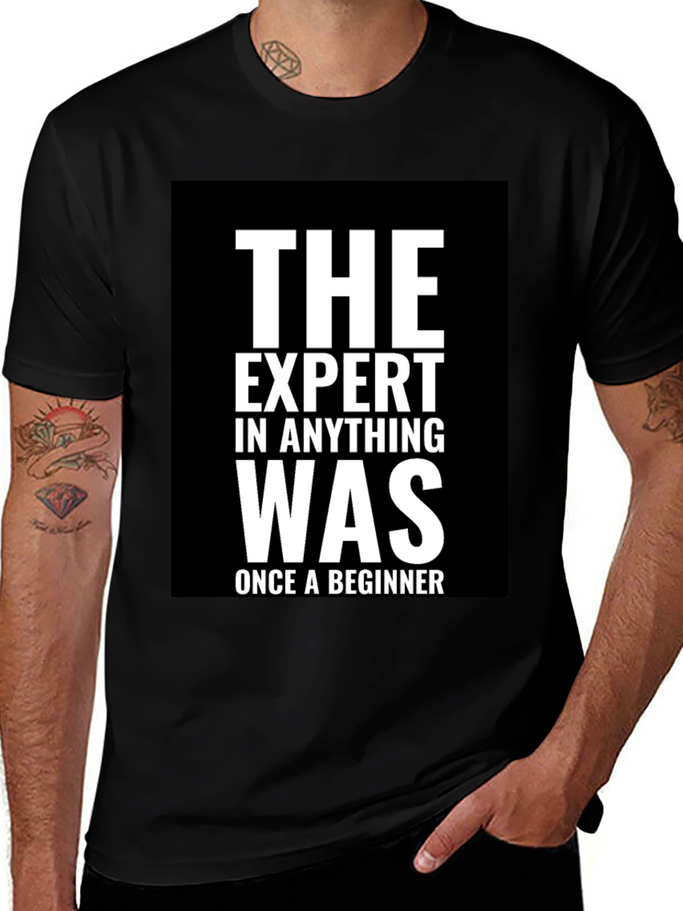 Variant 25 of Expert Beginner T-Shirt - Motivational Black Tee