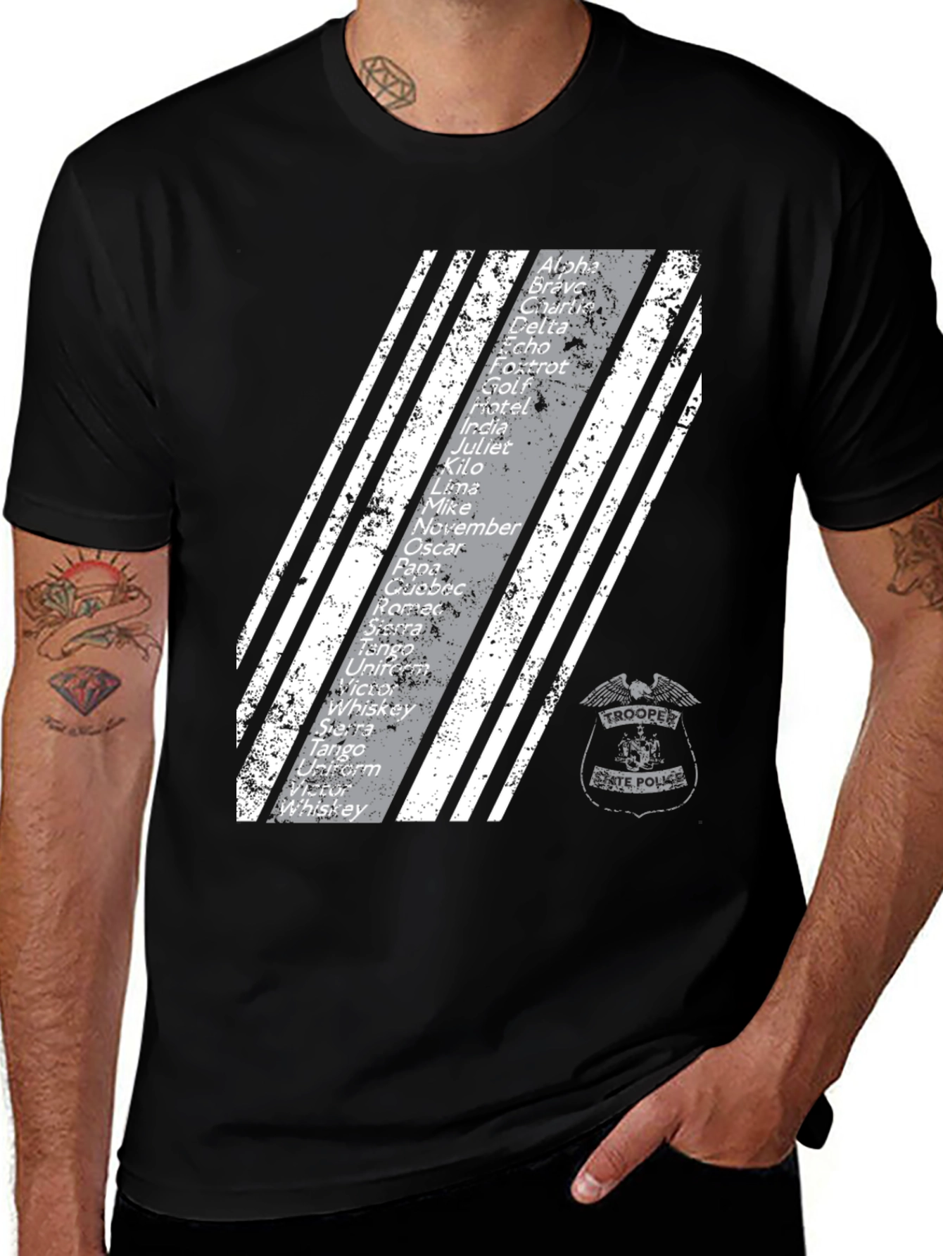 Variant 14 of Trooper State Police Phonetic Alphabet T-Shirt