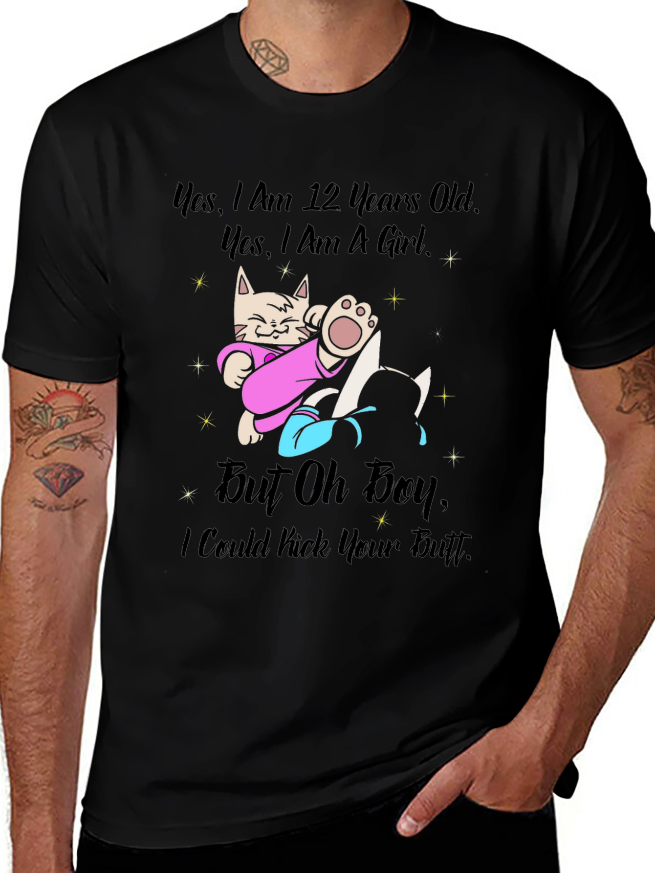 Variant 19 of Funny Cat T-Shirt: 12 Years Old & Ready to Kick Butt