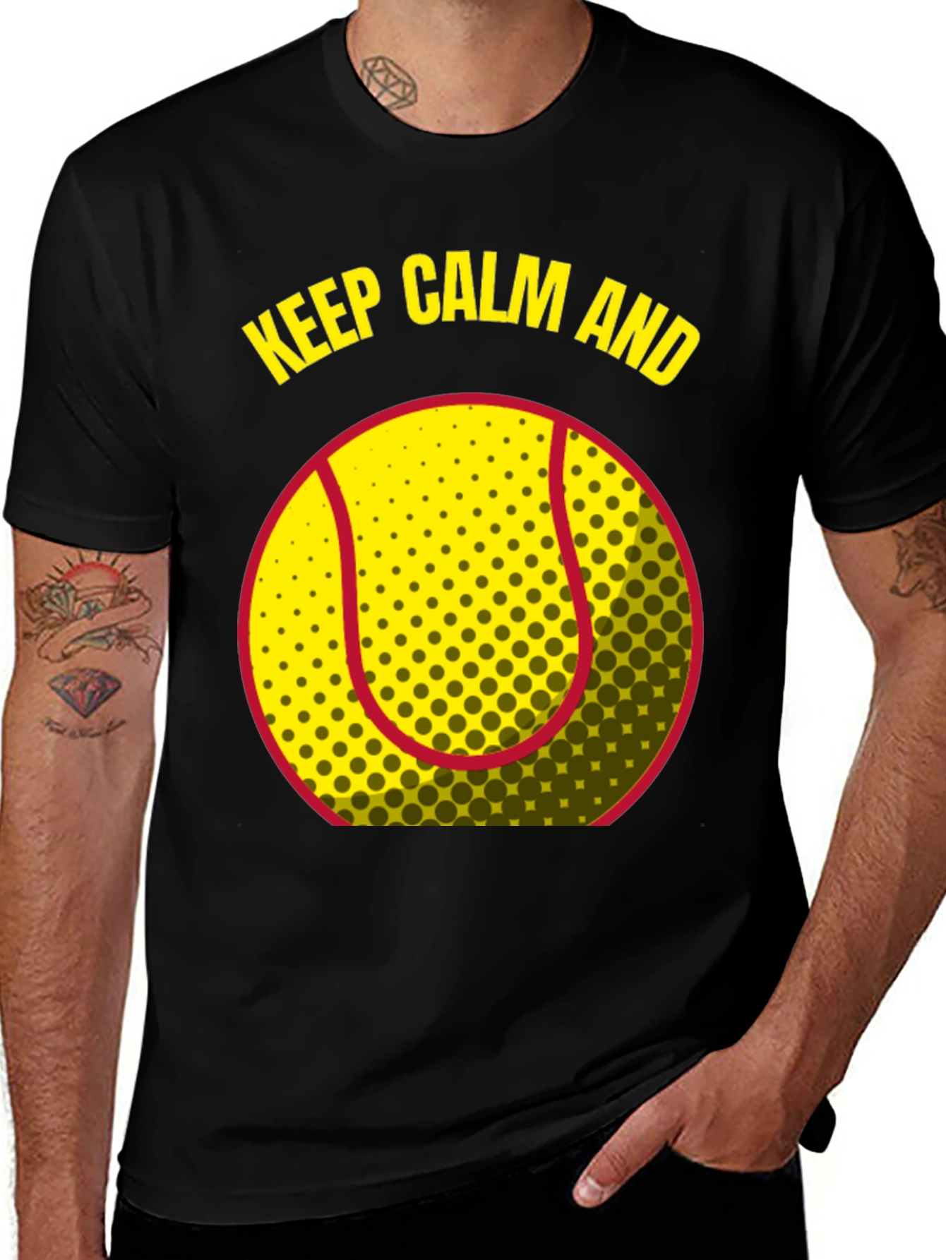 Variant 30 of Keep Calm and Tennis T-Shirt - Black