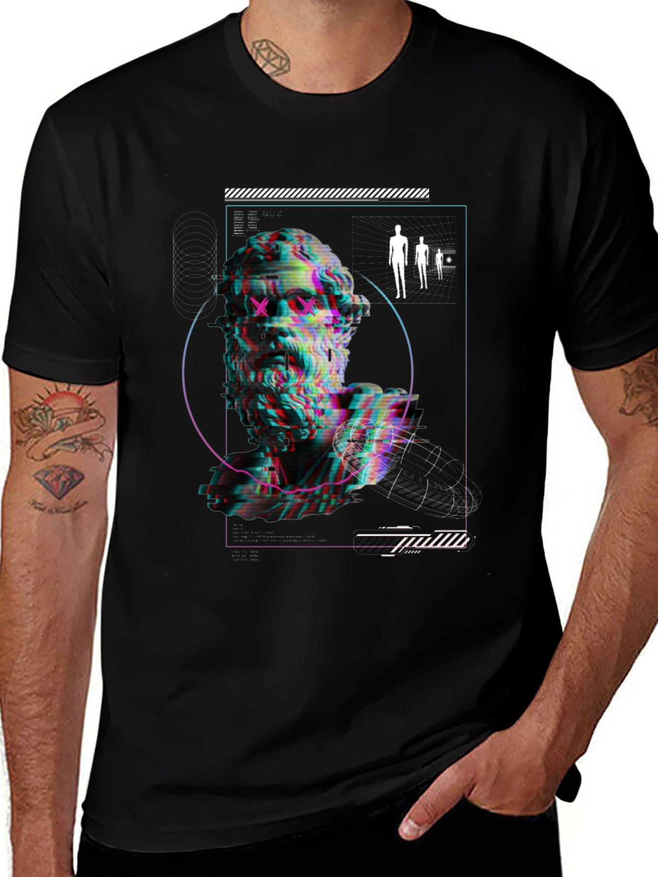 Variant 25 of Glitch Statue Graphic Tee - Modern Art T-Shirt